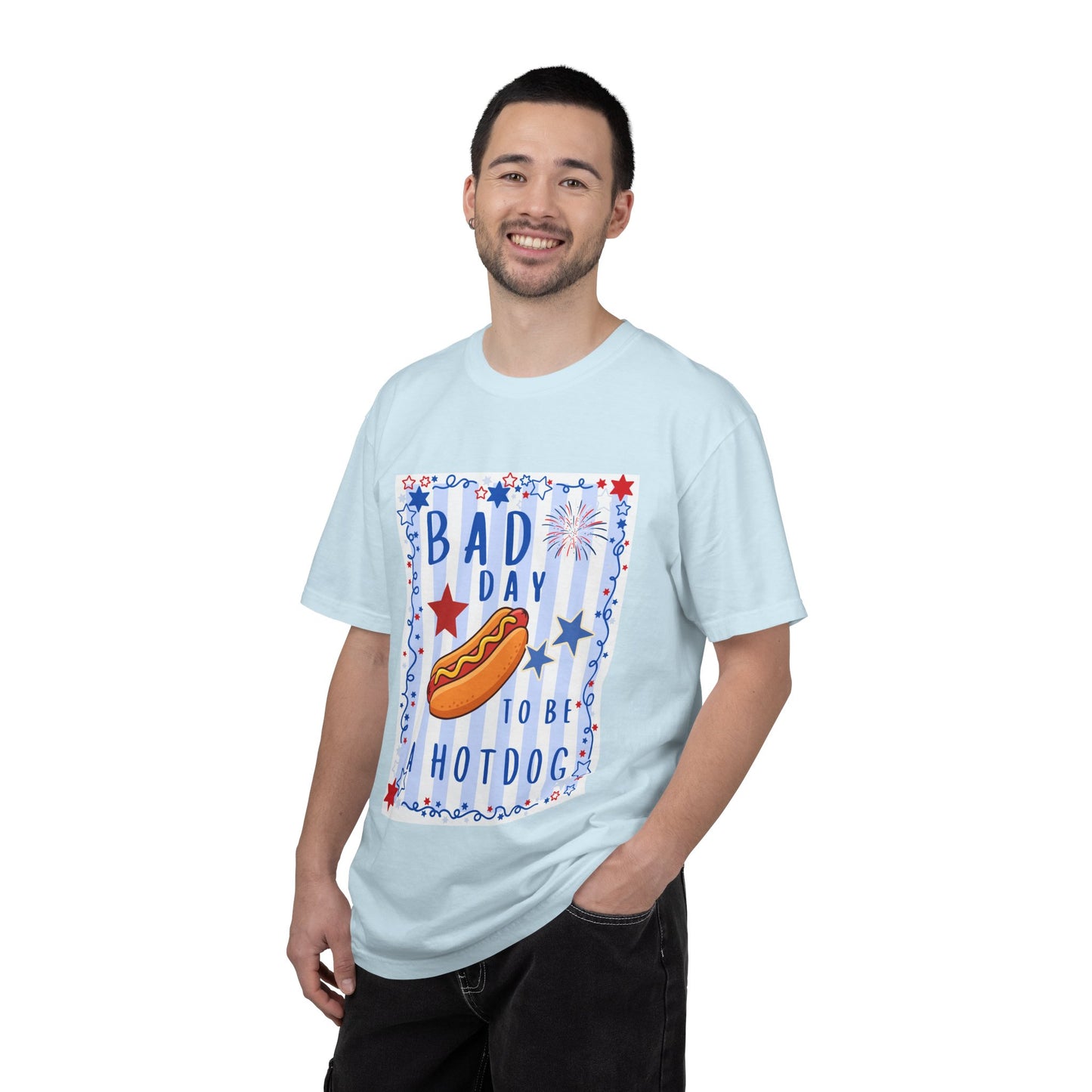 Hot Dog Graphic T-Shirt — “Bad Day to Be a Hotdog” Patriotic BBQ Tee