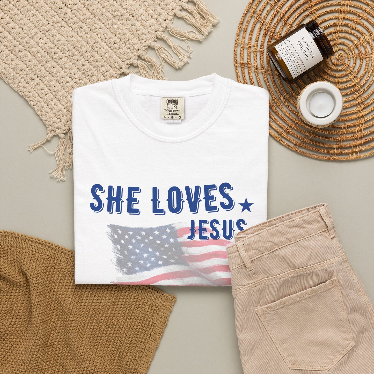 She Loves Jesus and America Too- July 4th Tee