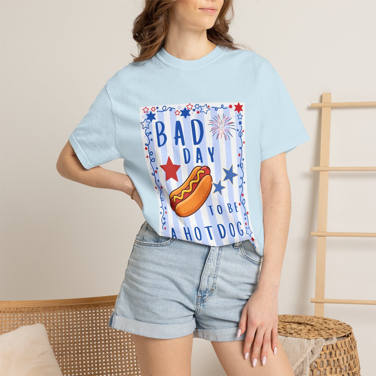 Hot Dog Graphic T-Shirt — “Bad Day to Be a Hotdog” Patriotic BBQ Tee