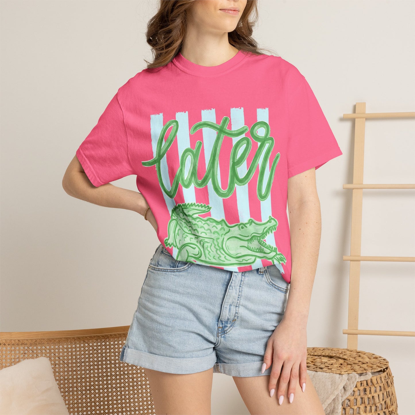Later Crocodile T-Shirt — Playful Green Gator Graphic Tee