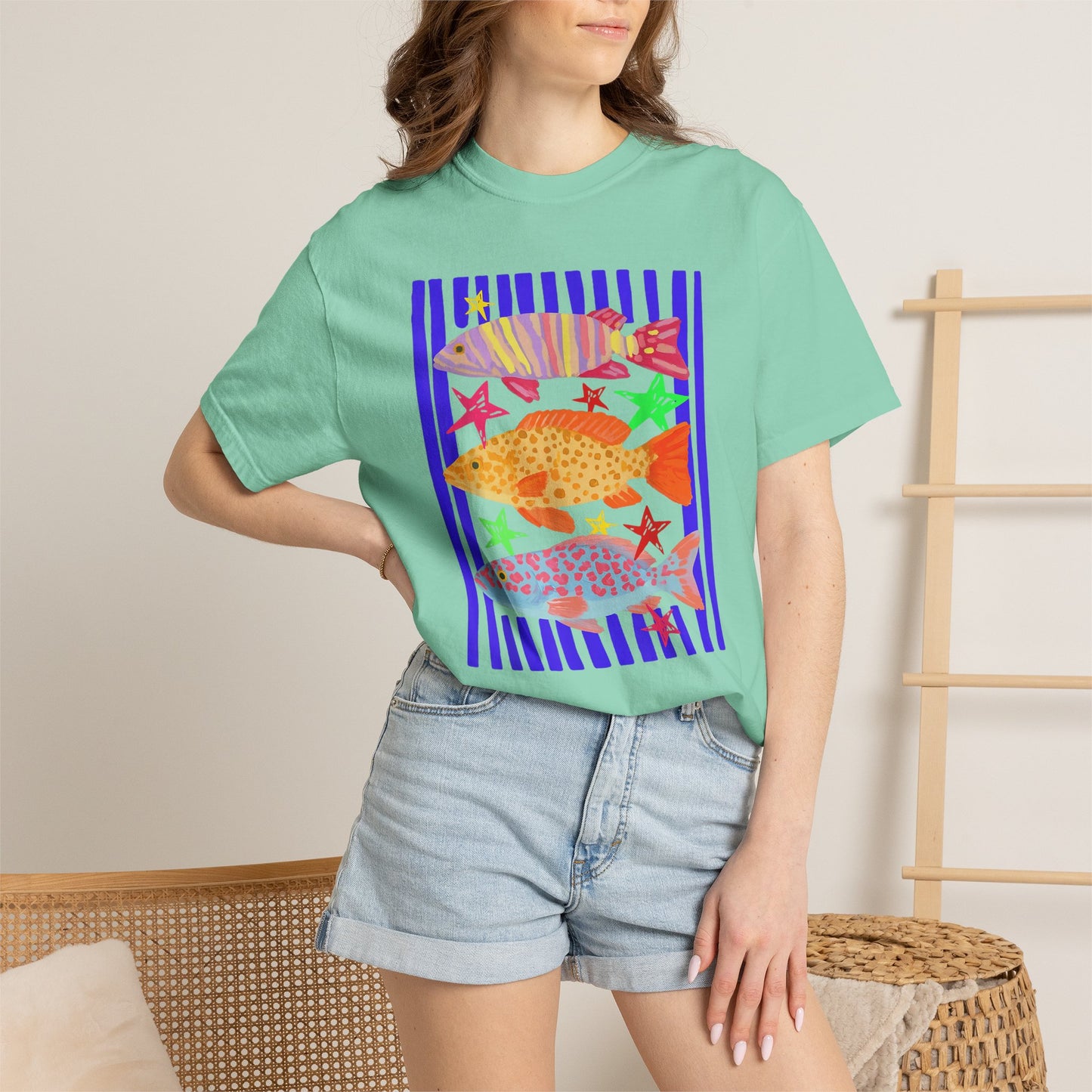 Tropical Fish Graphic T‑Shirt — Colorful Surf & Sea Life Tee