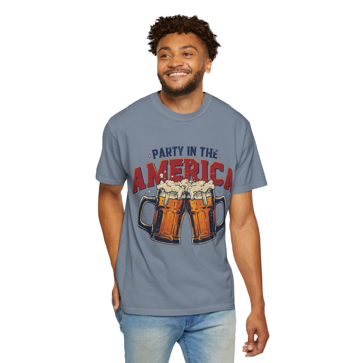 Party in the America T-Shirt — Patriotic Beer Graphic Tee for 4th of July