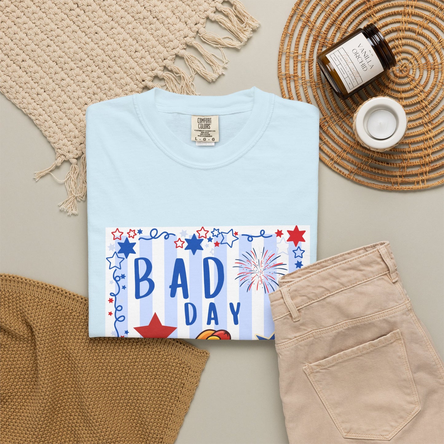 Hot Dog Graphic T-Shirt — “Bad Day to Be a Hotdog” Patriotic BBQ Tee