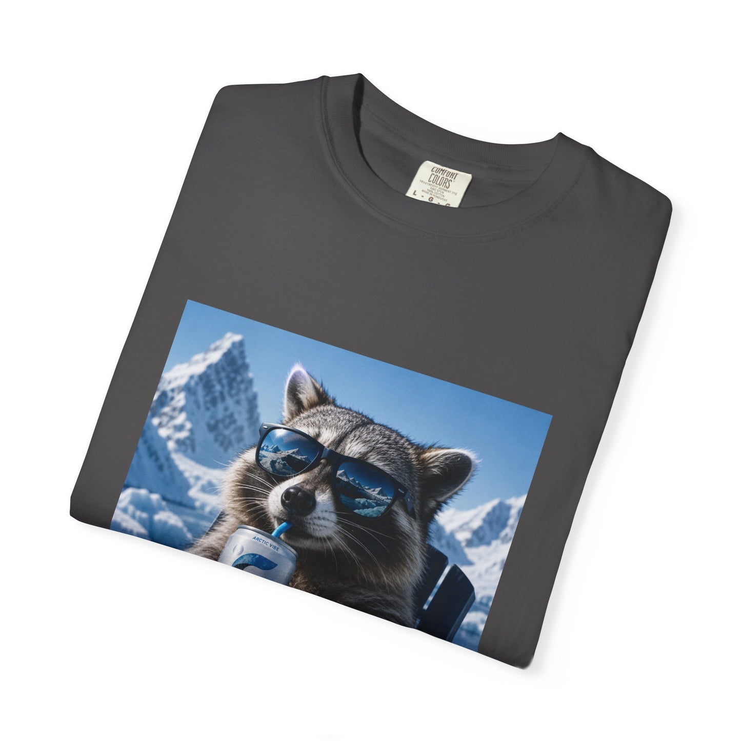 Raccoon Chill Tee — Mountain Lounge Graphic T-Shirt (Holds Celsius Engery Drink)