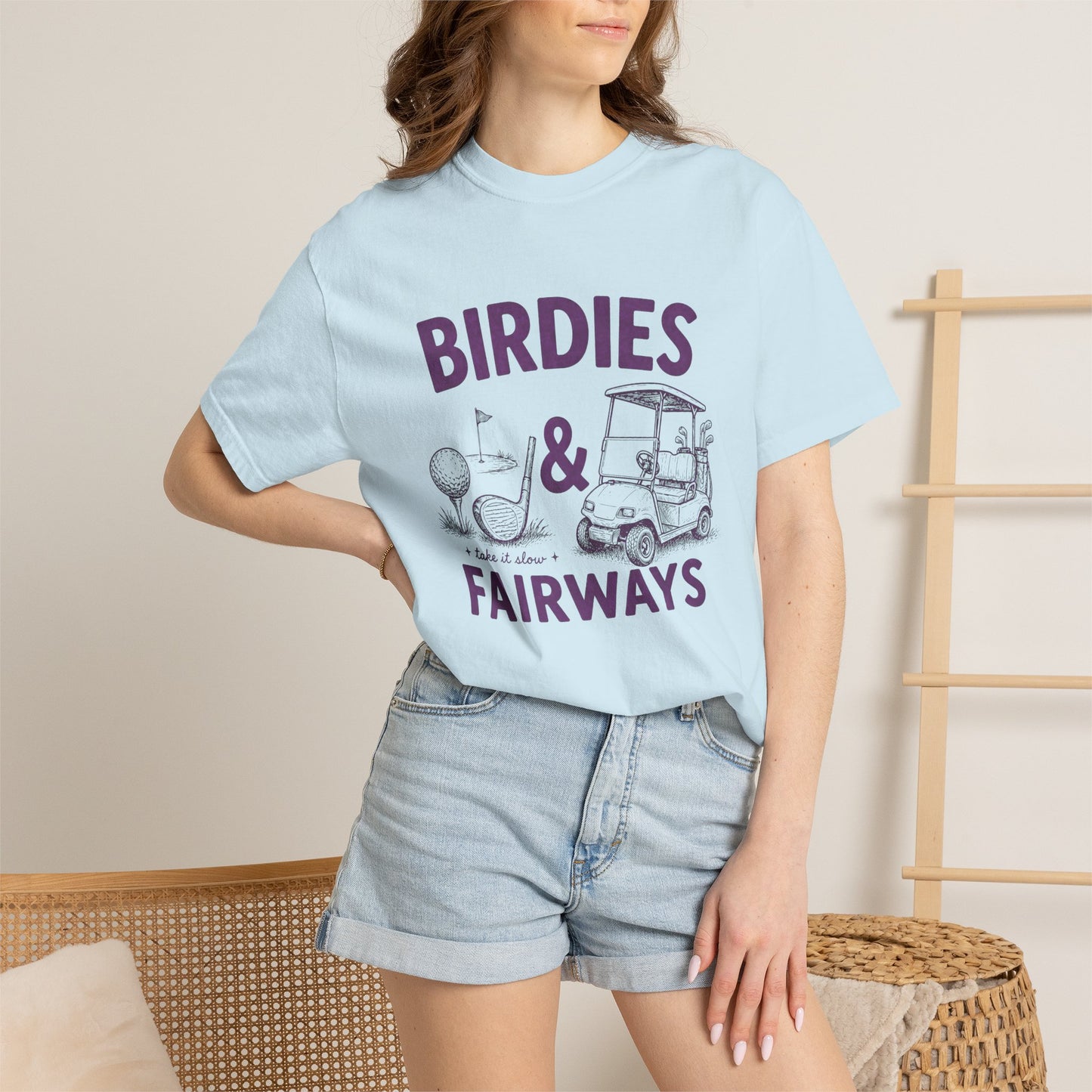 Birdies & Fairways Pink Golf T-Shirt — Funny Golf Cart Tee for Golfers