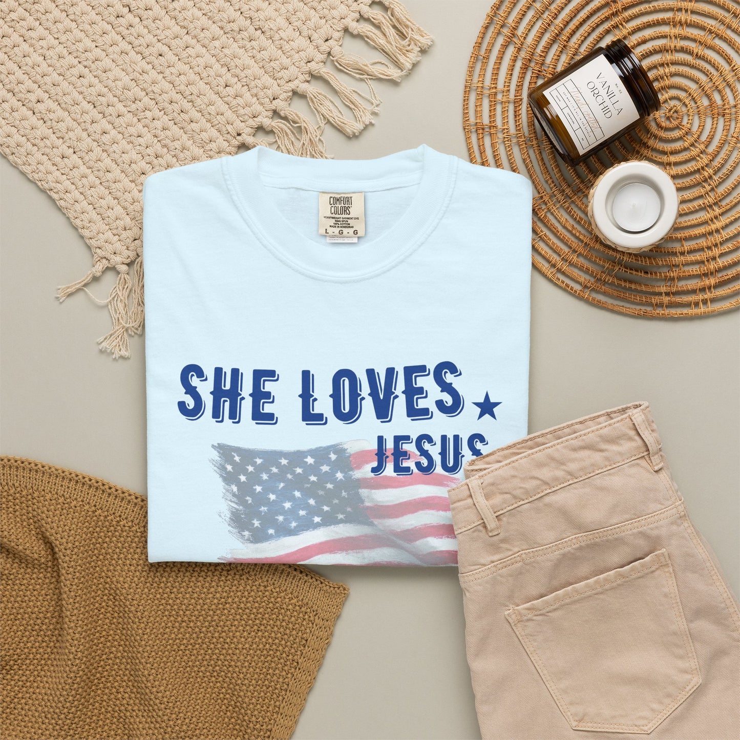 She Loves Jesus and America Too- July 4th Tee