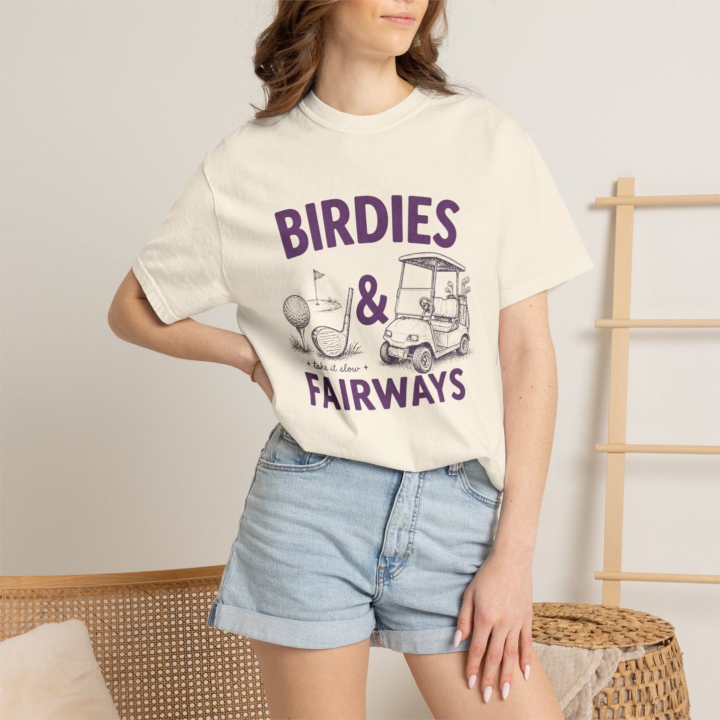 Birdies & Fairways Pink Golf T-Shirt — Funny Golf Cart Tee for Golfers