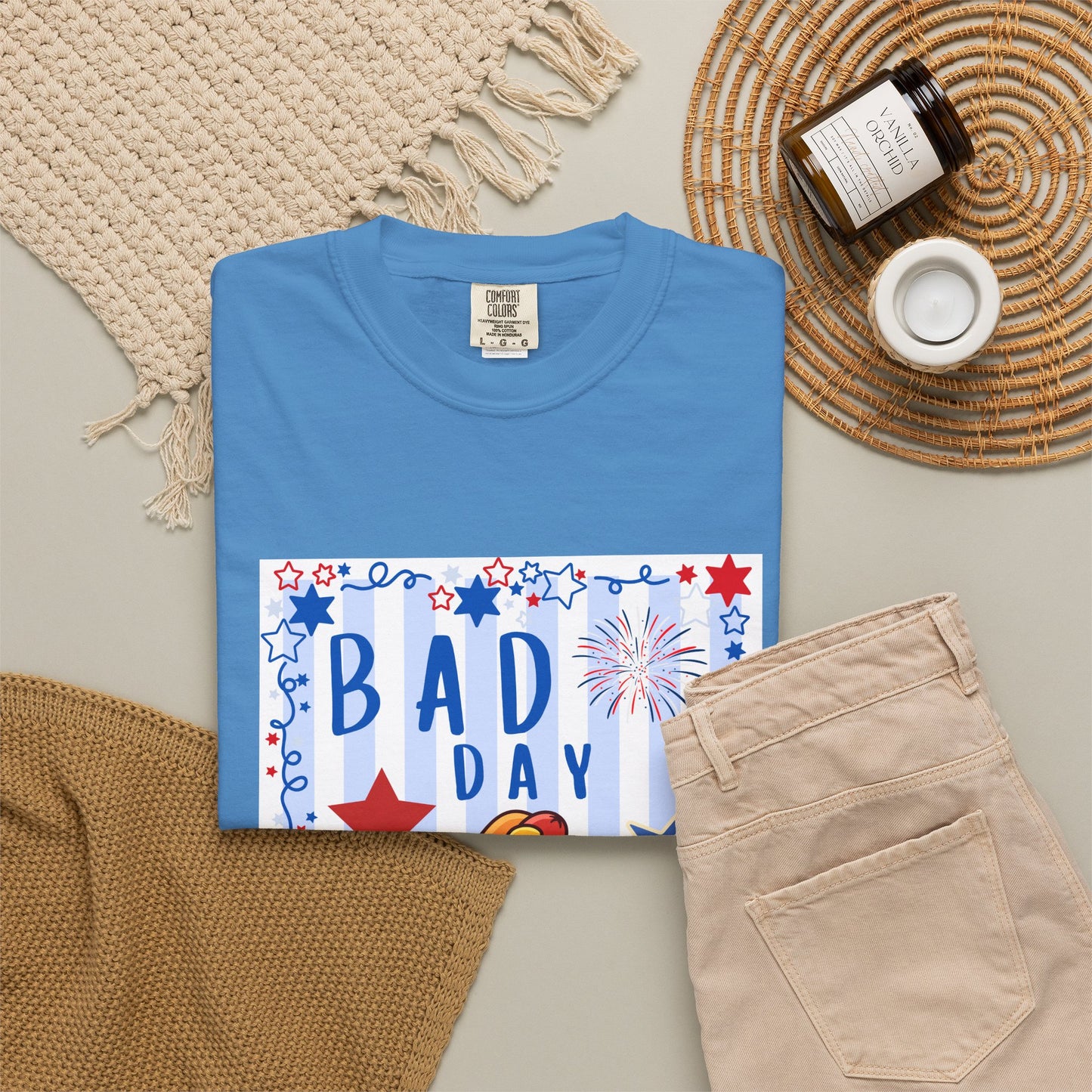 Hot Dog Graphic T-Shirt — “Bad Day to Be a Hotdog” Patriotic BBQ Tee