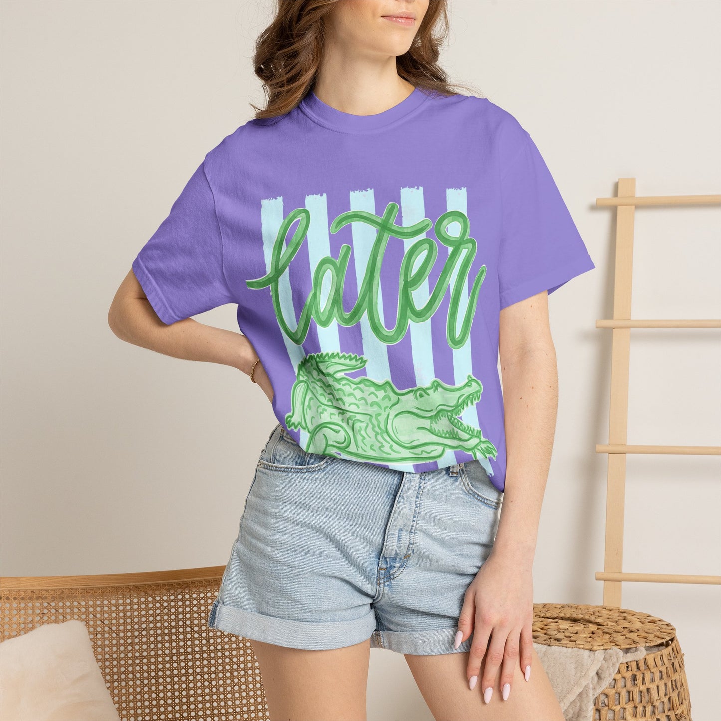 Later Crocodile T-Shirt — Playful Green Gator Graphic Tee