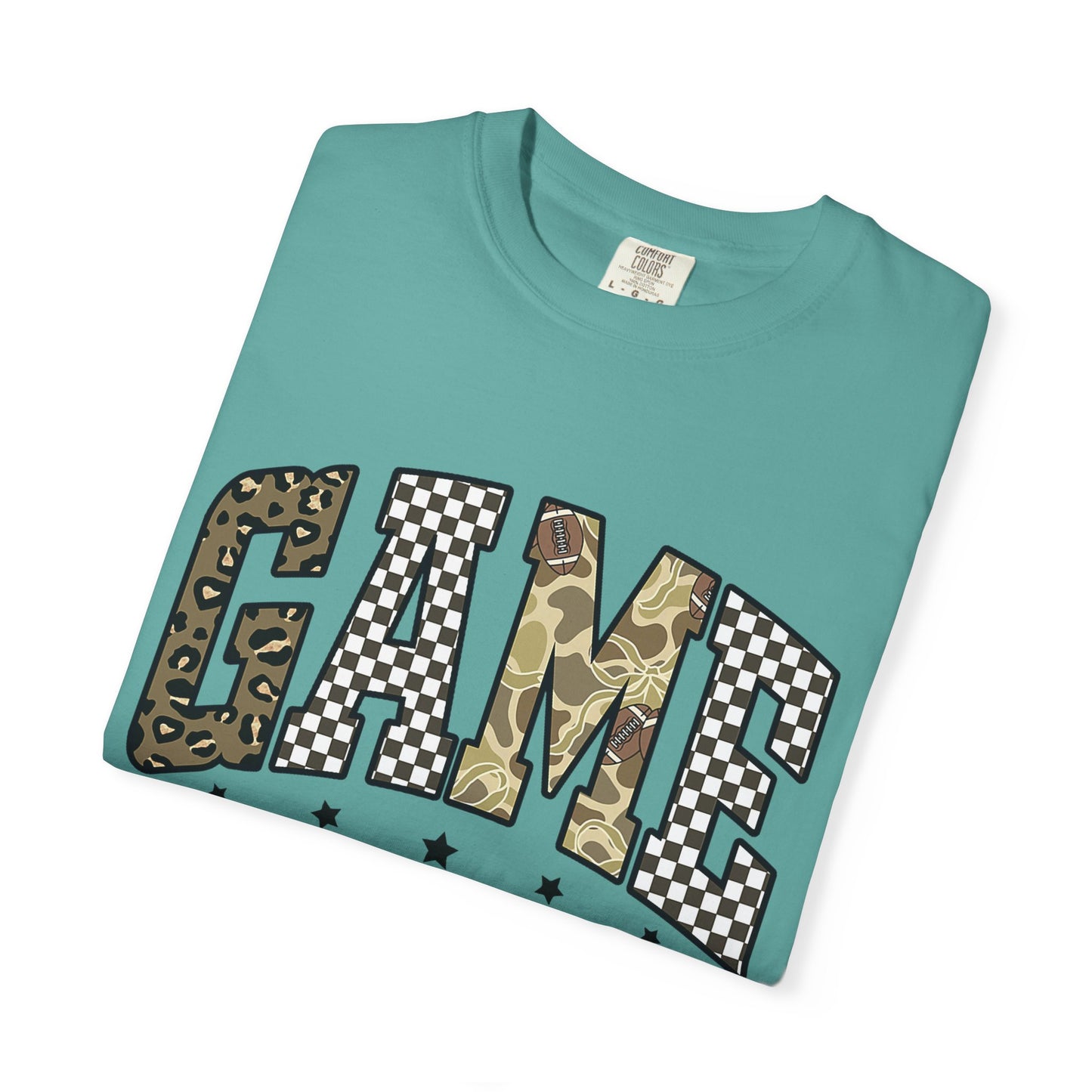 Game Day T-Shirt — Camo & Checkerboard Graphic