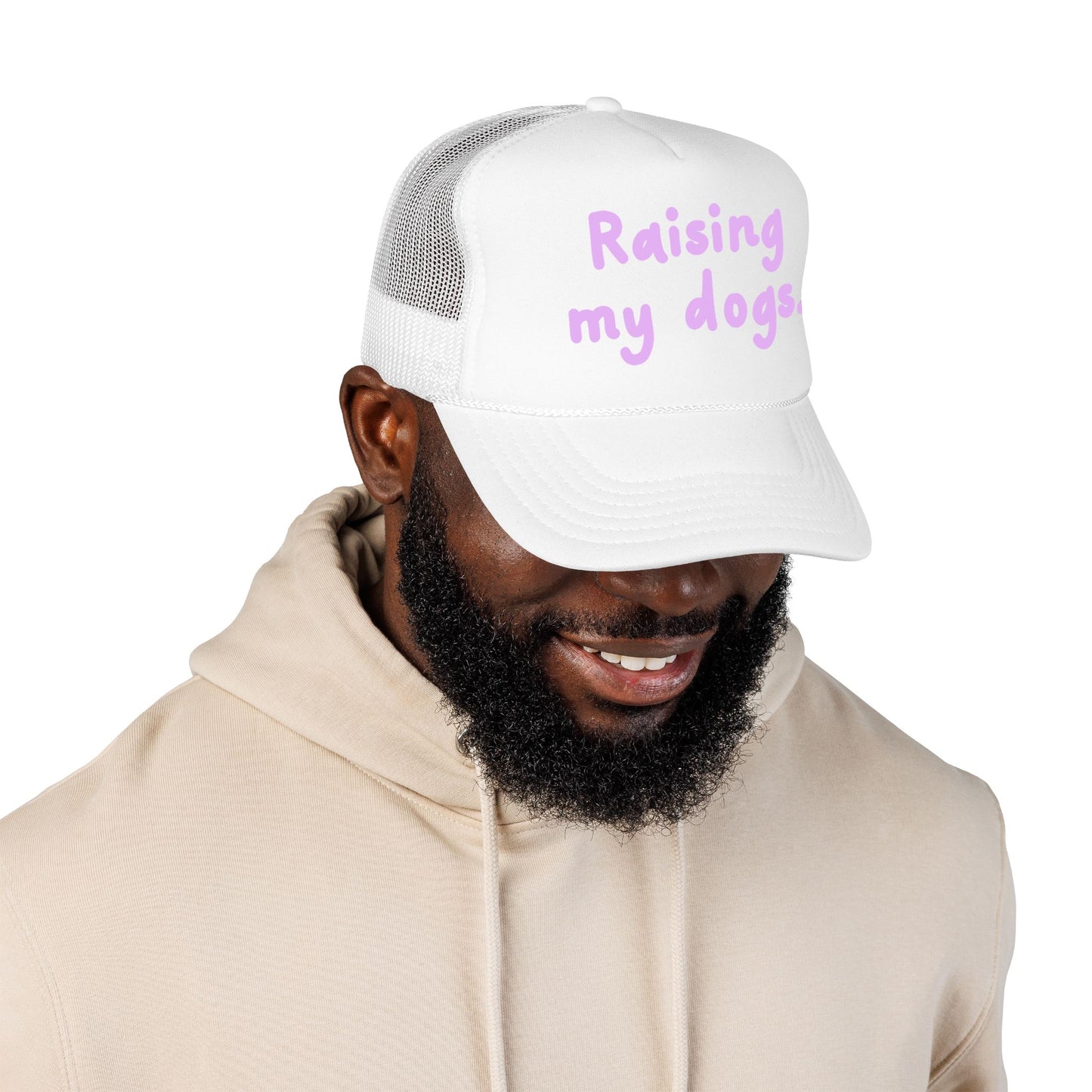 Raising My Dogs Foam Trucker Hat — Cute Pastel Pet Mom Cap