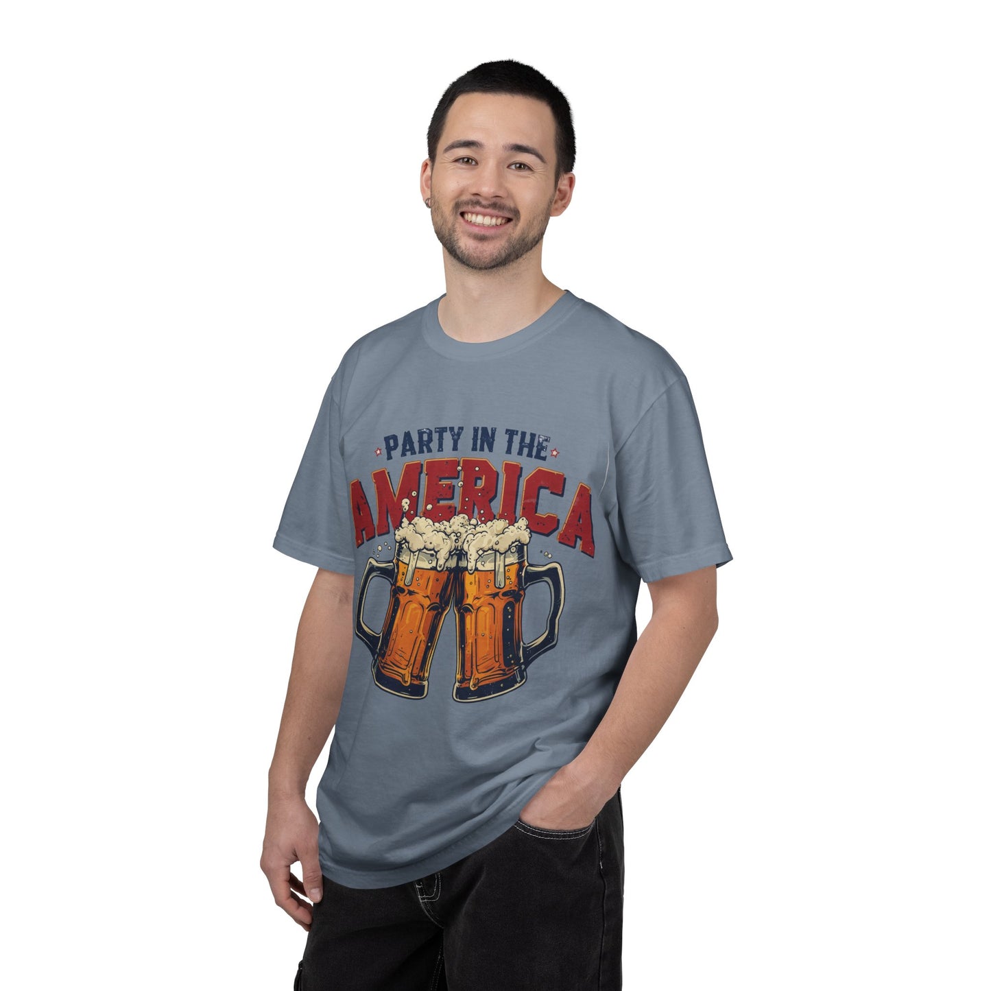 Party in the America T-Shirt — Patriotic Beer Graphic Tee for 4th of July