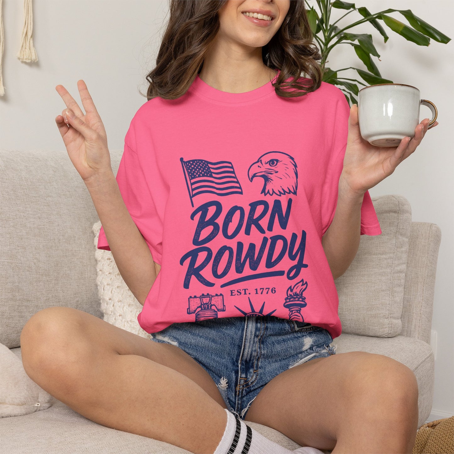 Born Rowdy Patriotic T-Shirt — American Flag & Eagle Liberty Design