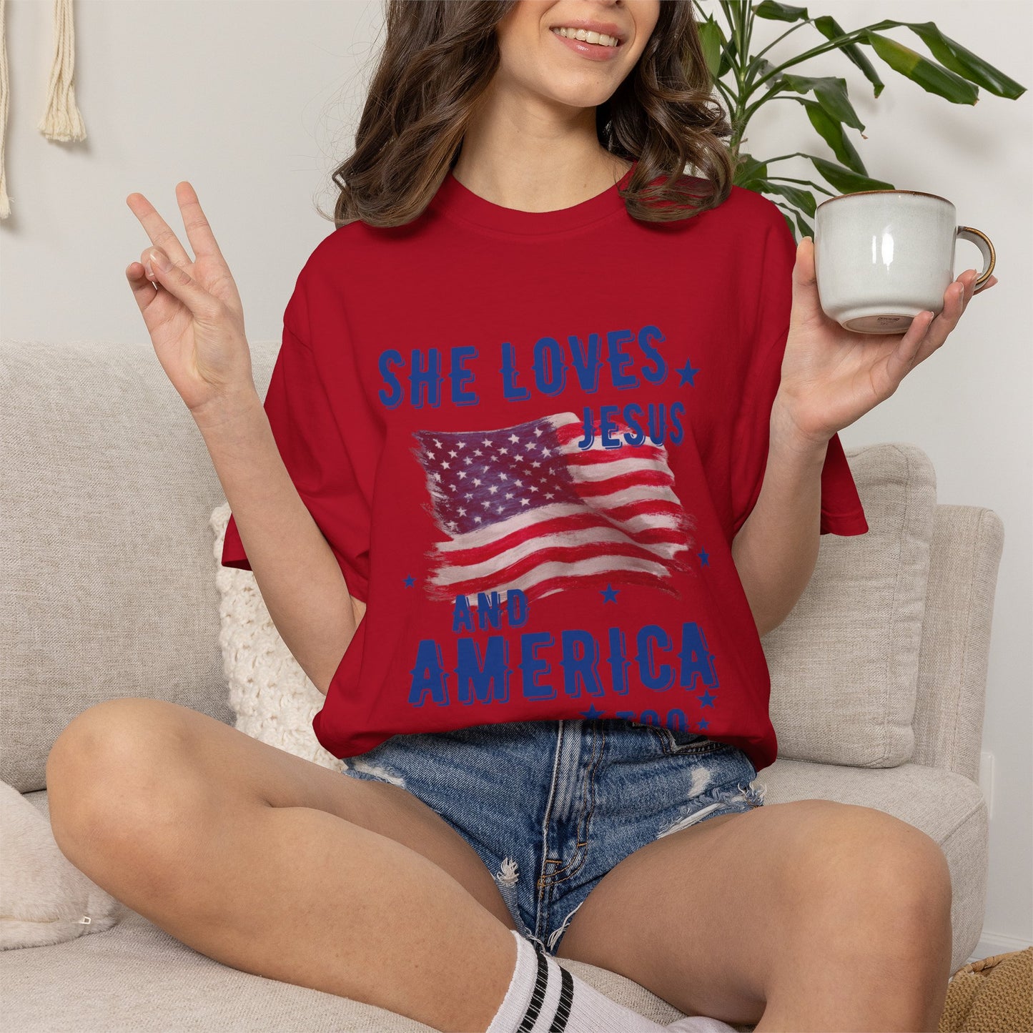 She Loves Jesus and America Too- July 4th Tee