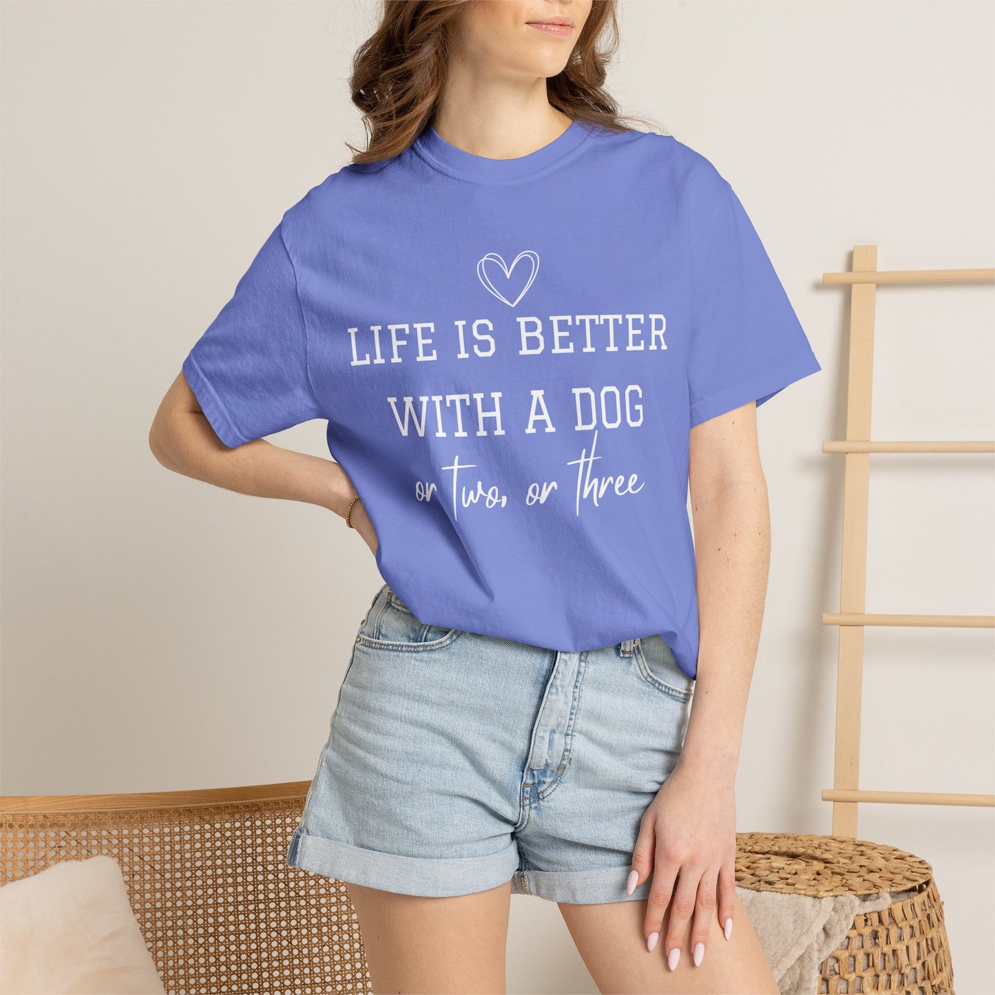 Dog Lover T-Shirt — "Life Is Better With A Dog or Two or Three" Graphic Tee