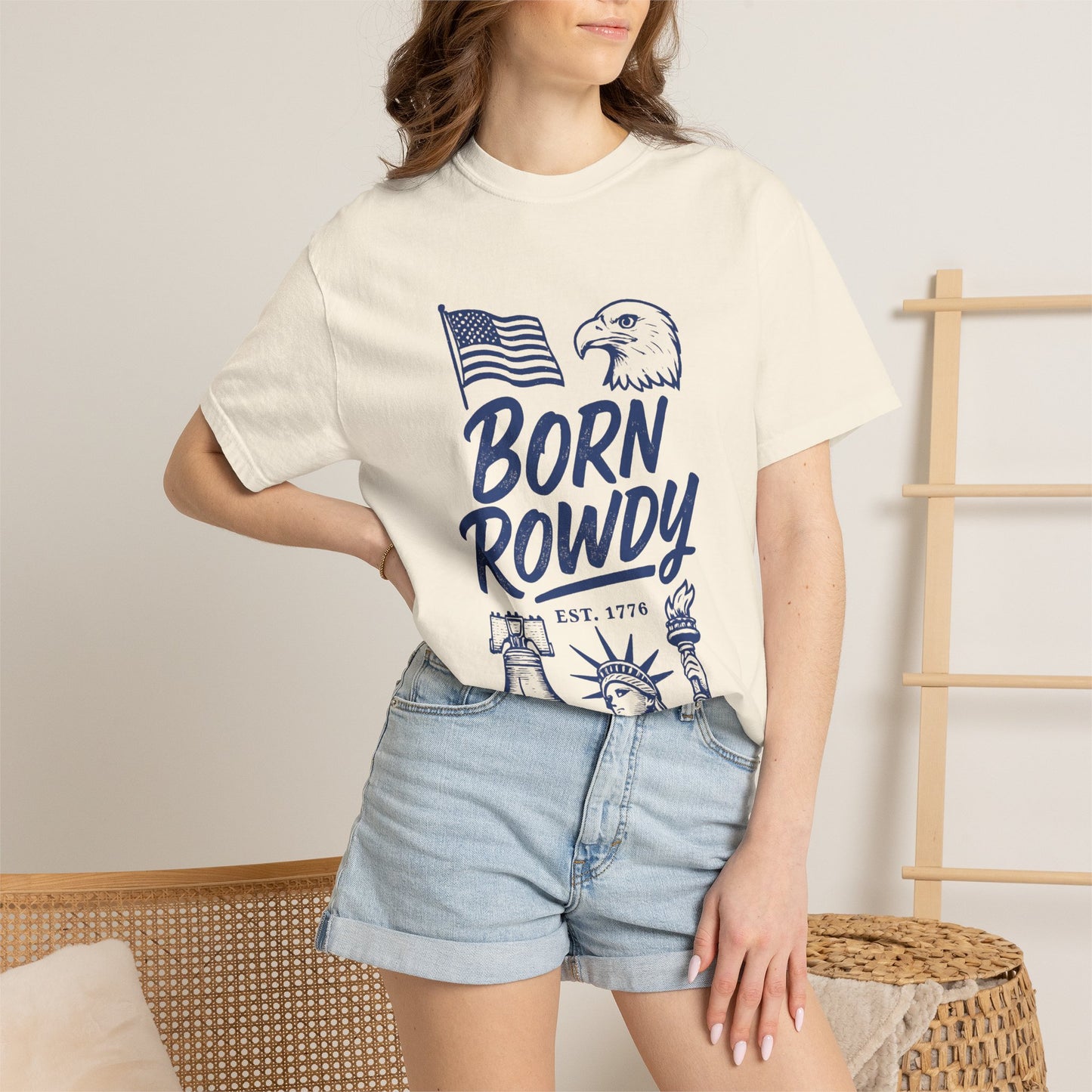 Born Rowdy Patriotic T-Shirt — American Flag & Eagle Liberty Design