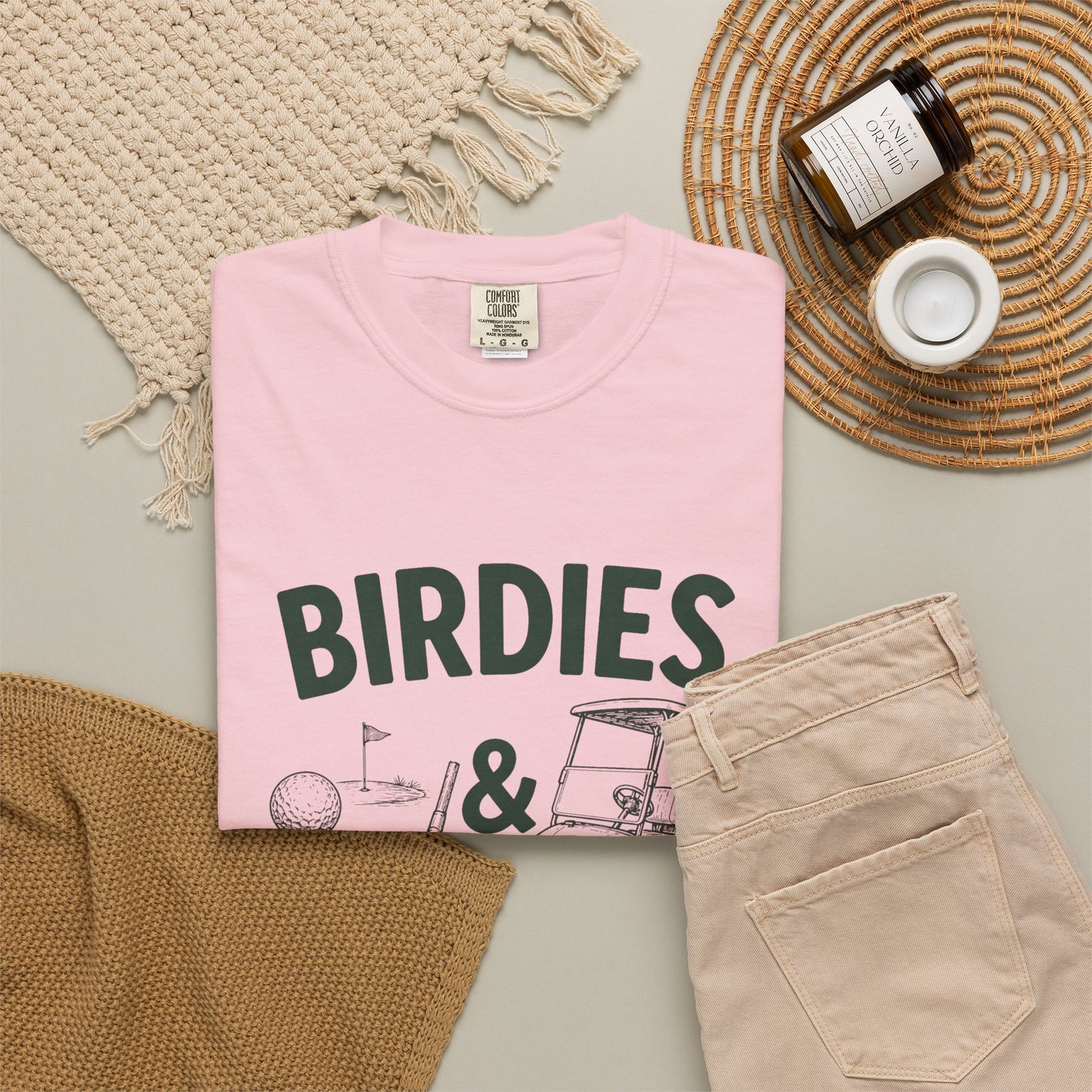 Golf T-Shirt — "Birdies & Fairways" Vintage Golf Cart Design