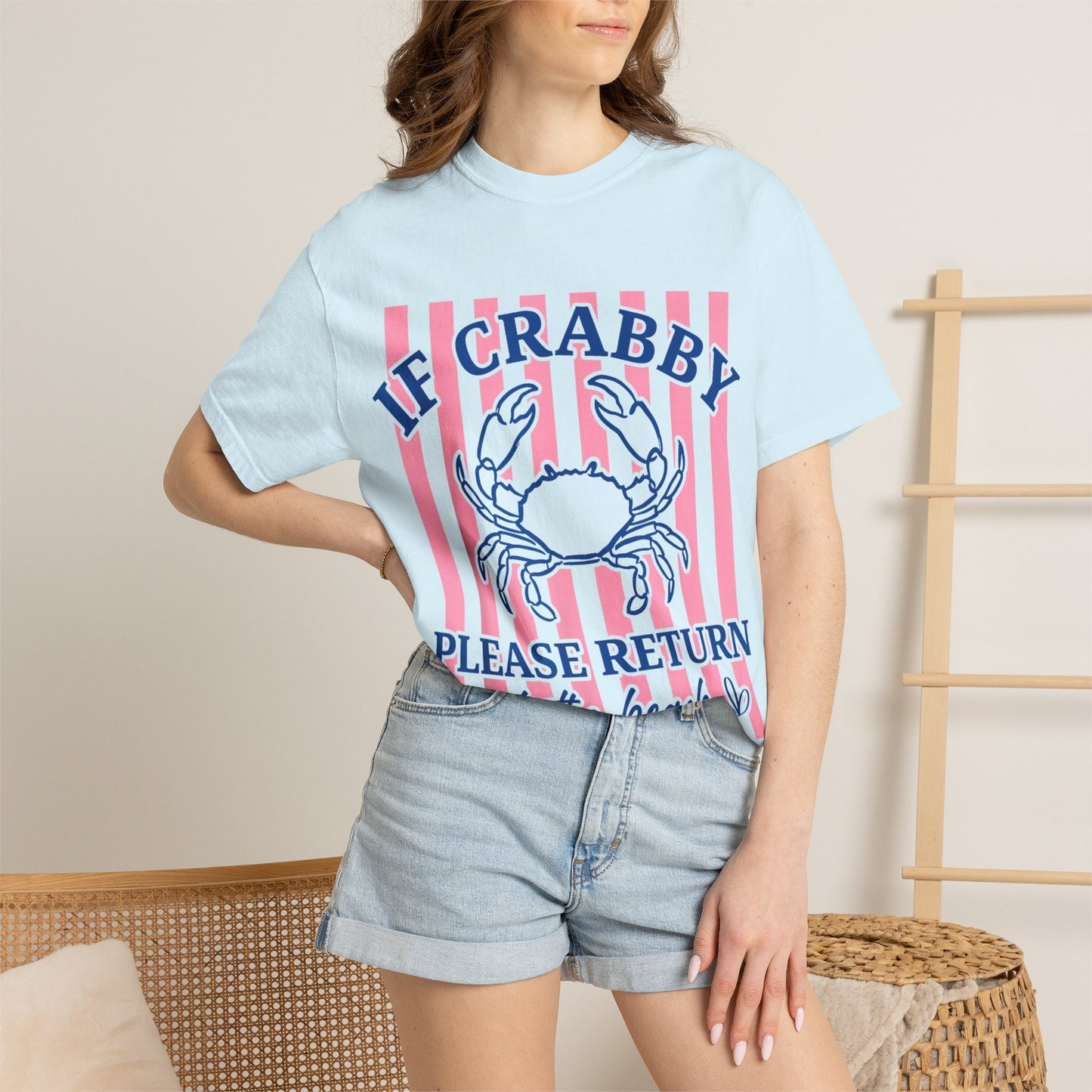 If Crabby Please Return to the Beach T-Shirt — Cute Crab Summer Tee