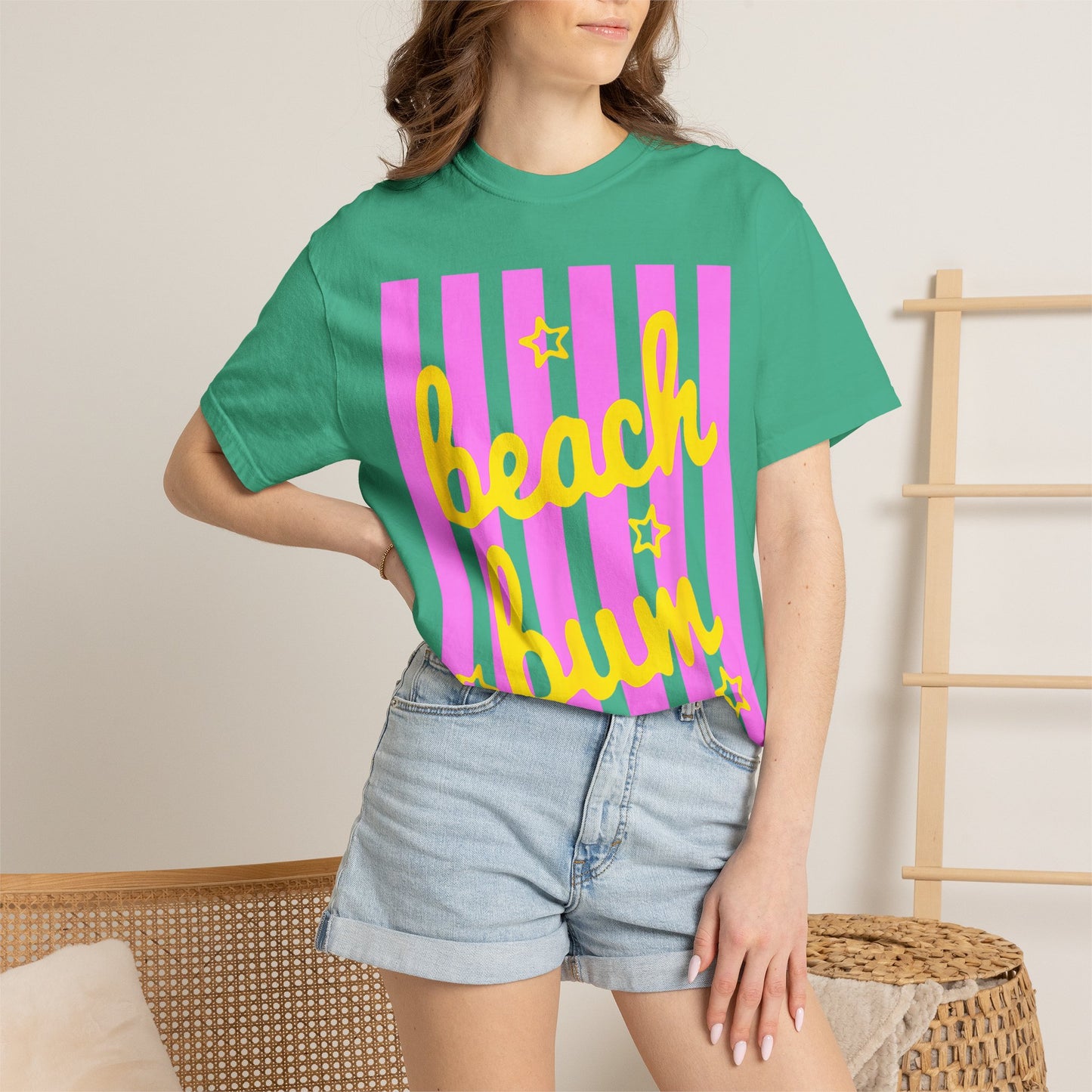 Beach Bum T-Shirt — Retro Pink Stripe Summer Tee