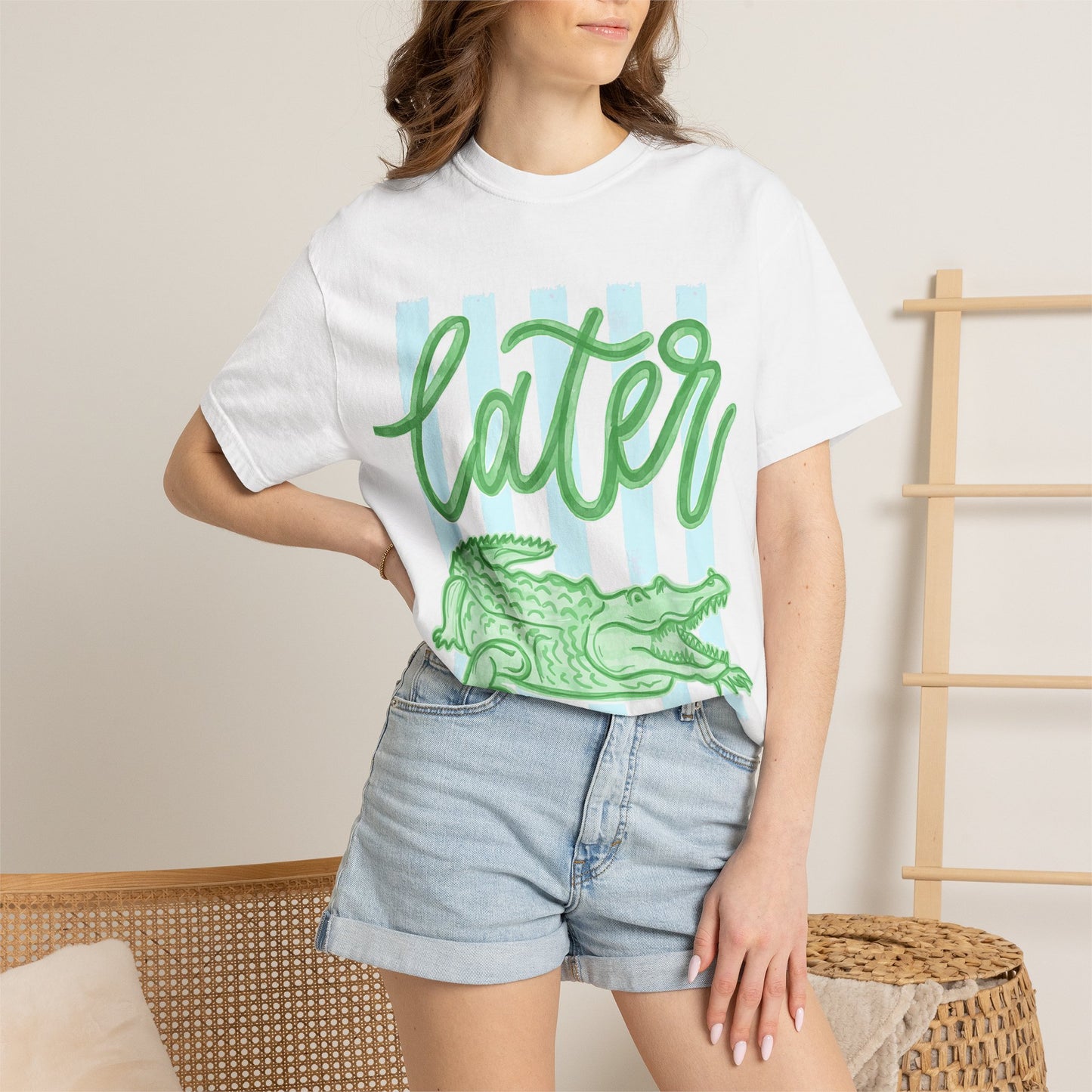 Later Crocodile T-Shirt — Playful Green Gator Graphic Tee