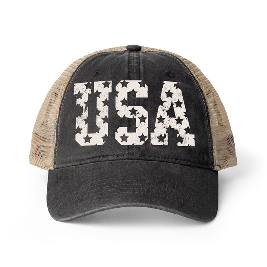 Women's Washed Mesh-Back Cap- USA