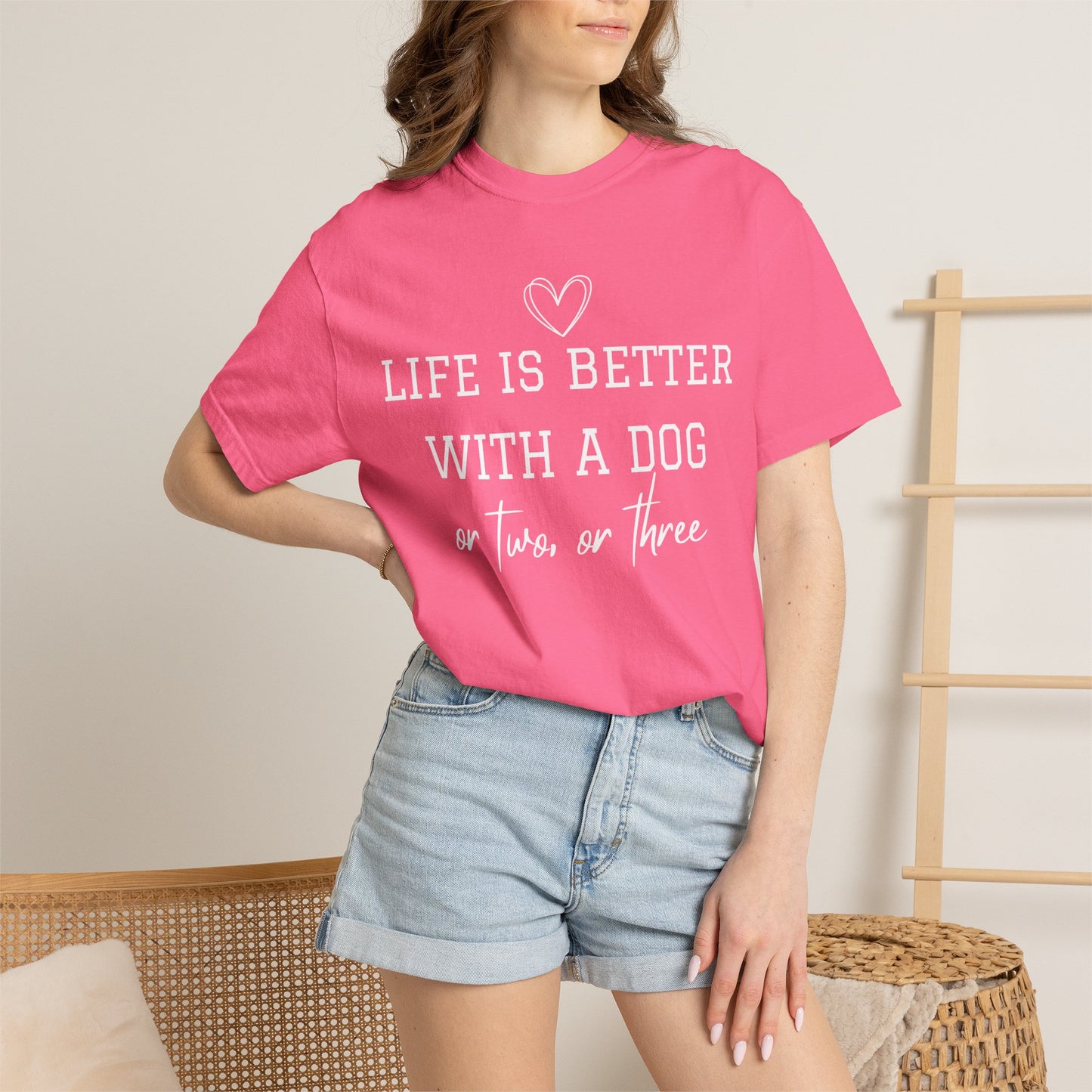 Dog Lover T-Shirt — "Life Is Better With A Dog or Two or Three" Graphic Tee