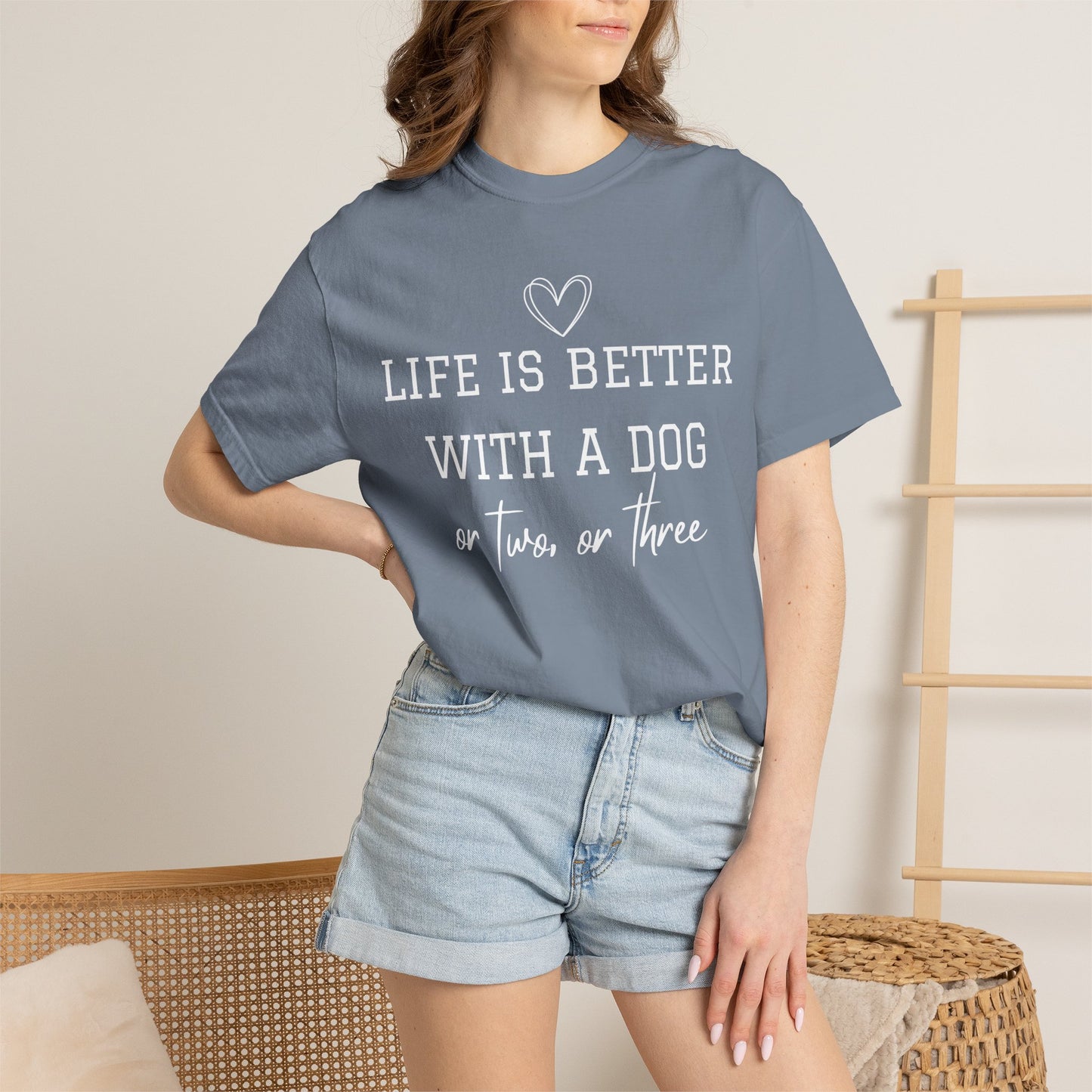 Dog Lover T-Shirt — "Life Is Better With A Dog or Two or Three" Graphic Tee