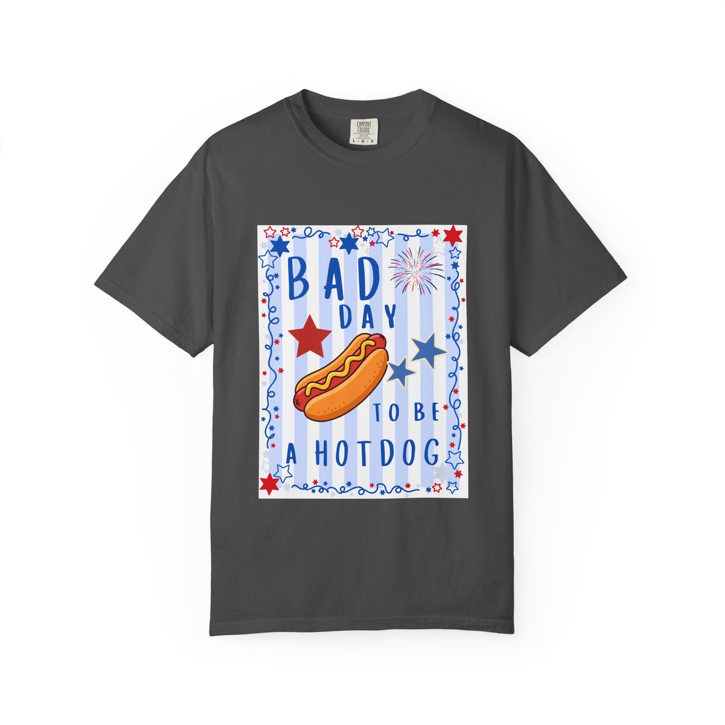 Hot Dog Graphic T-Shirt — “Bad Day to Be a Hotdog” Patriotic BBQ Tee