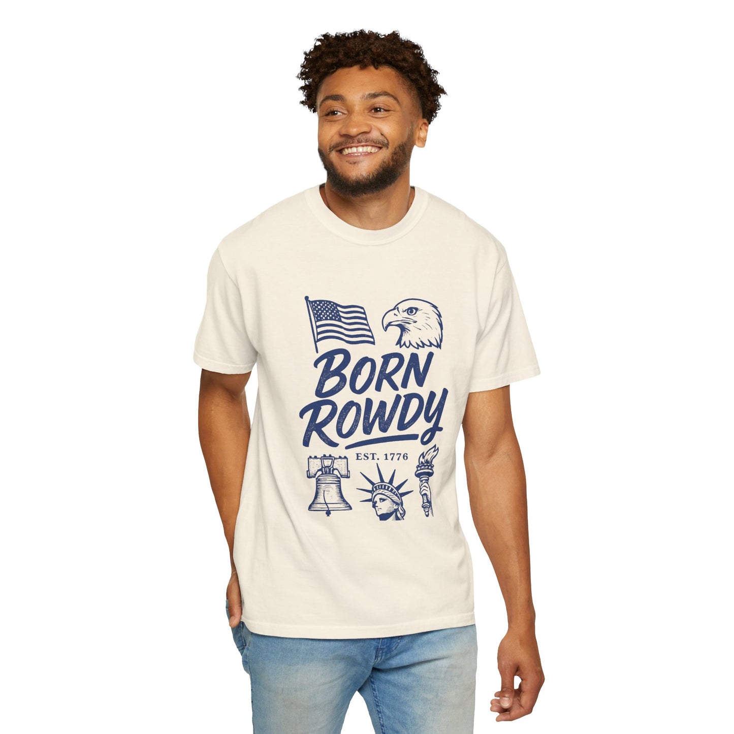 Born Rowdy Patriotic T-Shirt — American Flag & Eagle Liberty Design