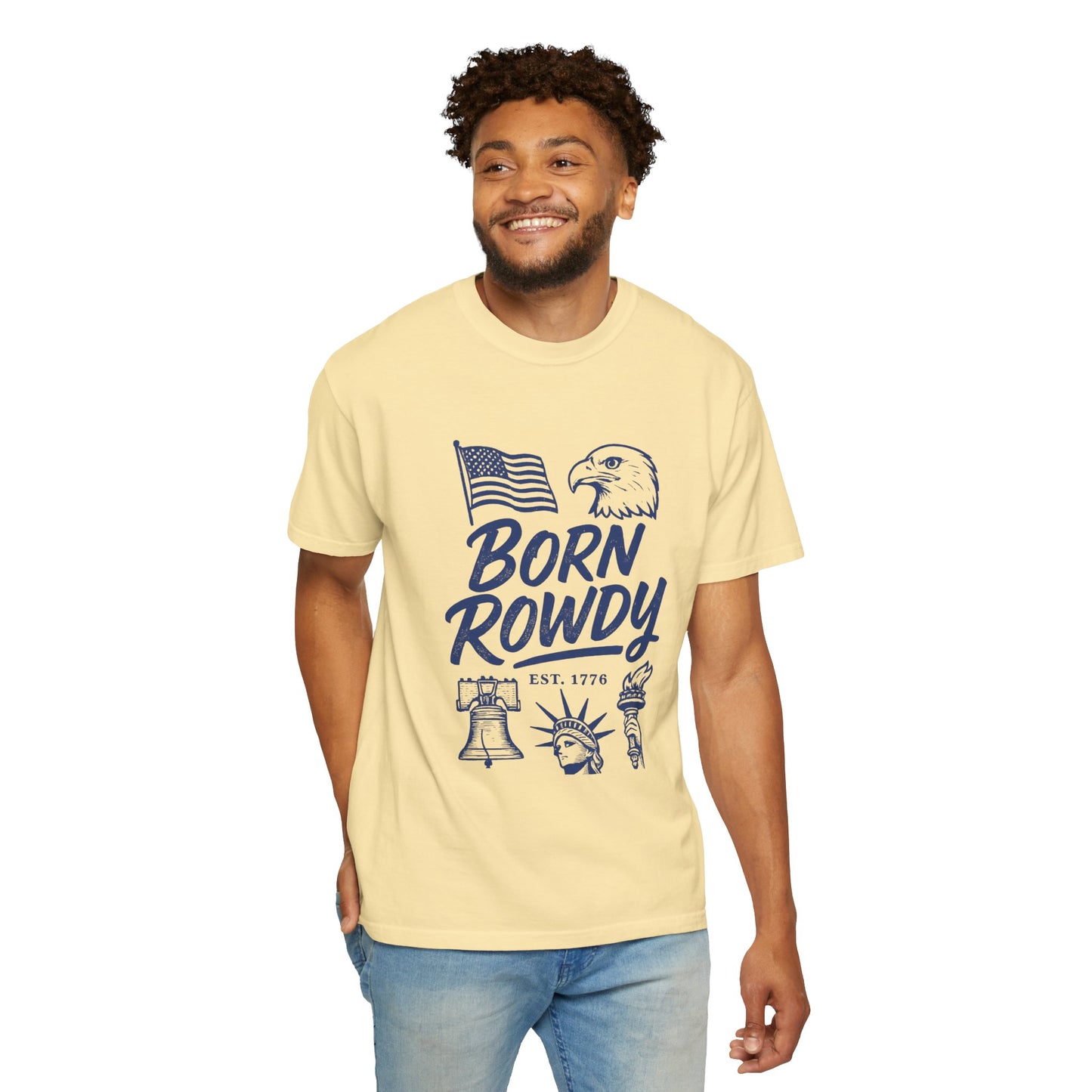 Born Rowdy Patriotic T-Shirt — American Flag & Eagle Liberty Design