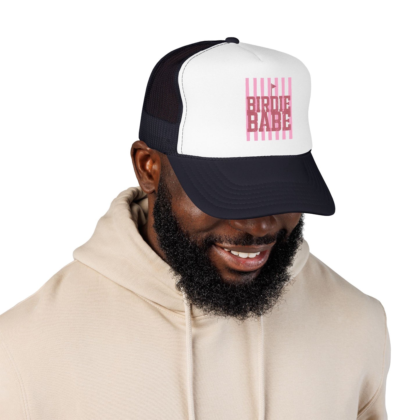 Trucker Hat — 'Birdie Babe' Pink Golf Graphic Foam Trucker Hat