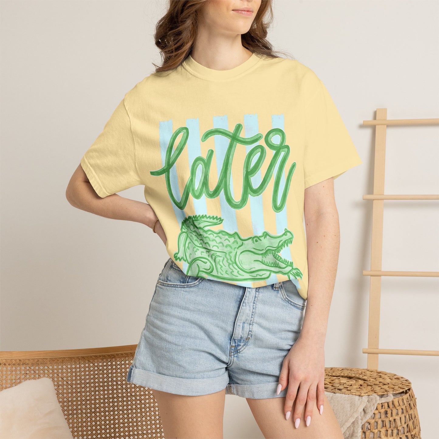 Later Crocodile T-Shirt — Playful Green Gator Graphic Tee