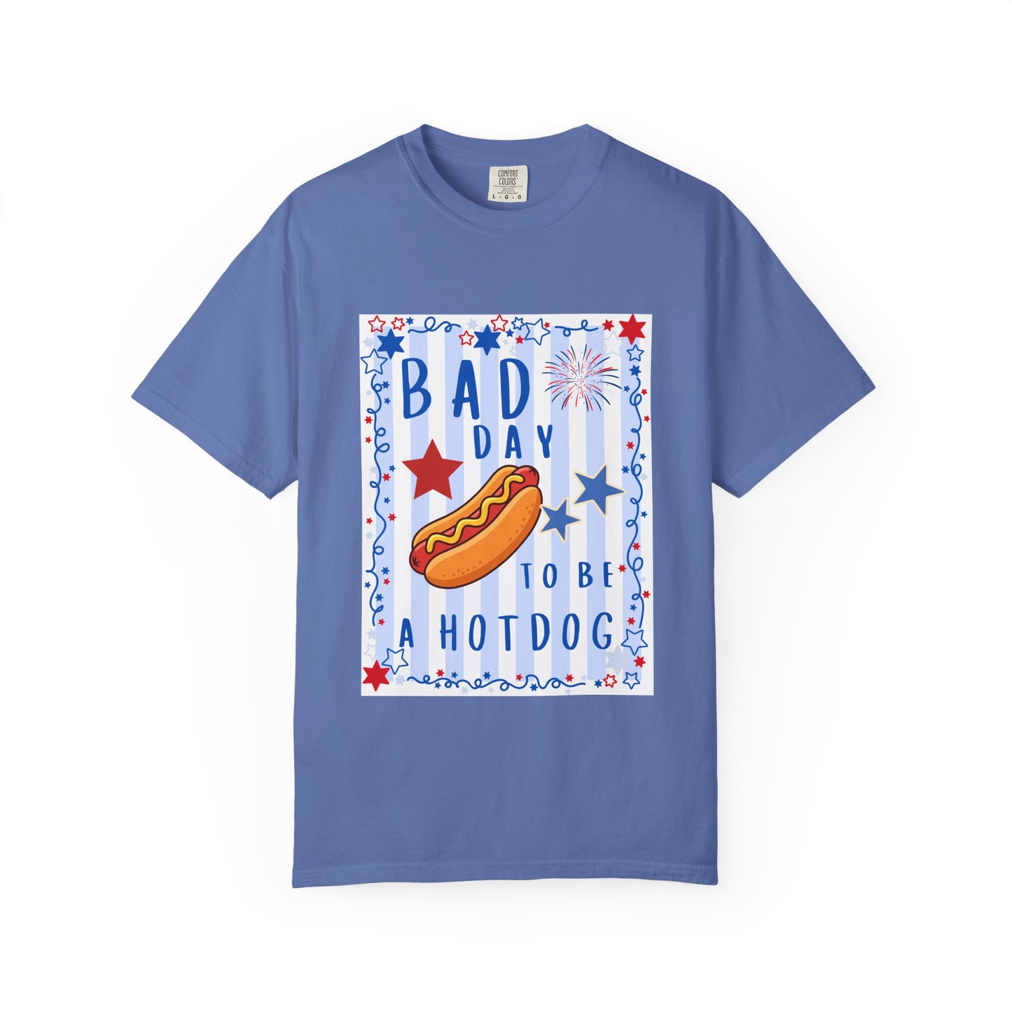 Hot Dog Graphic T-Shirt — “Bad Day to Be a Hotdog” Patriotic BBQ Tee