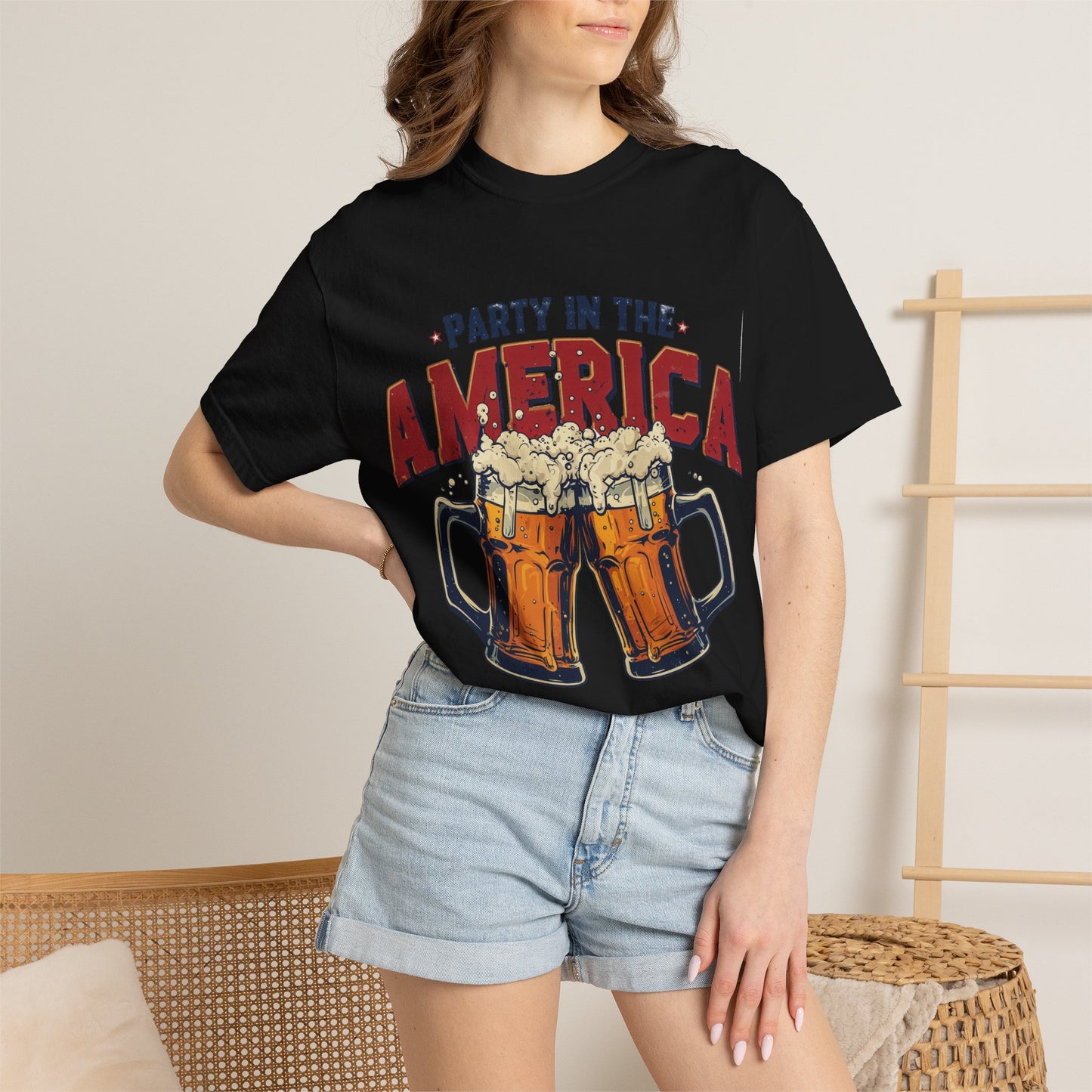 Party in the America T-Shirt — Patriotic Beer Graphic Tee for 4th of July