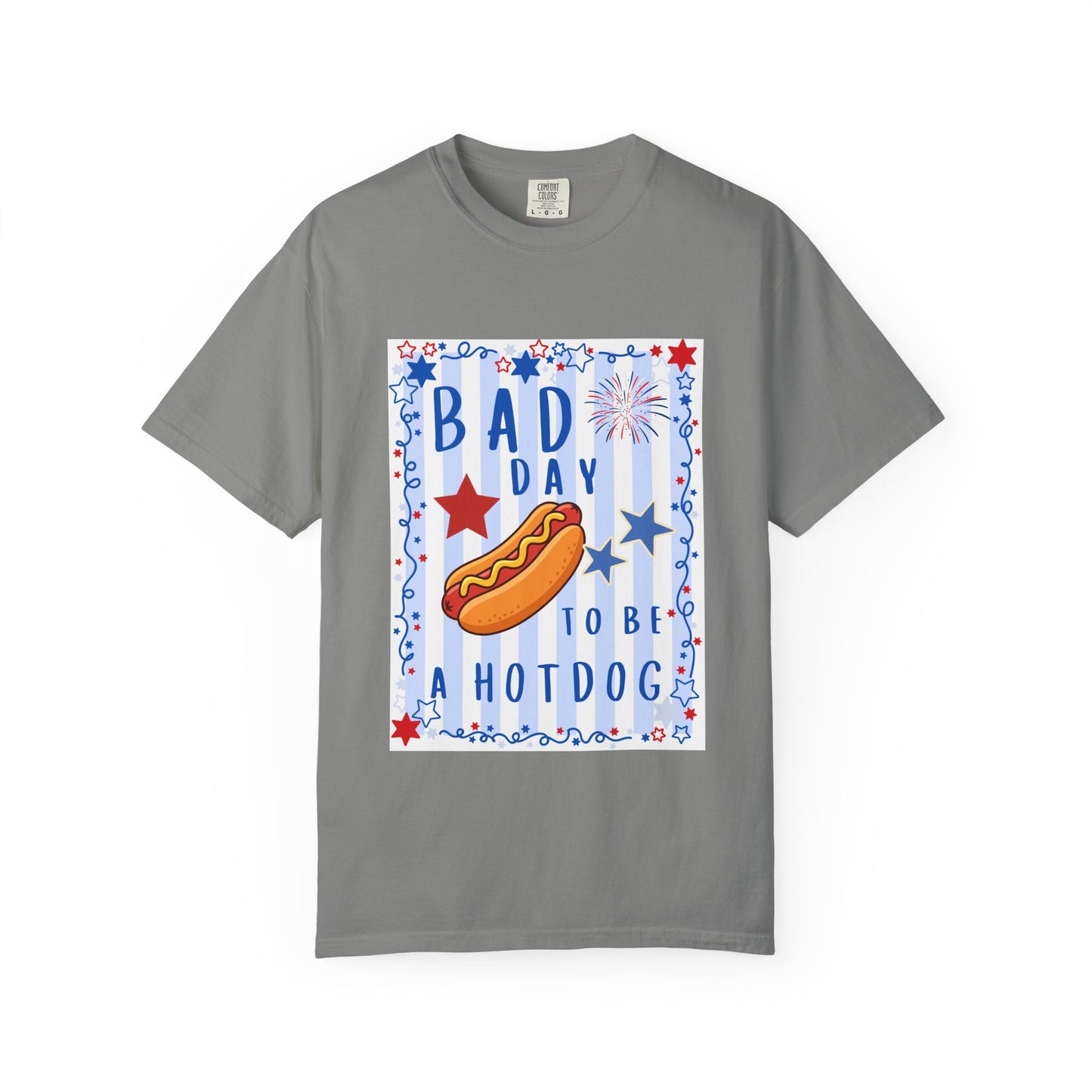 Hot Dog Graphic T-Shirt — “Bad Day to Be a Hotdog” Patriotic BBQ Tee