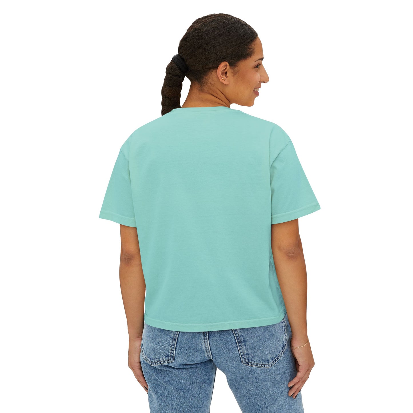 Birdie Babe Women's Boxy Tee — Pink Striped Golf Graphic