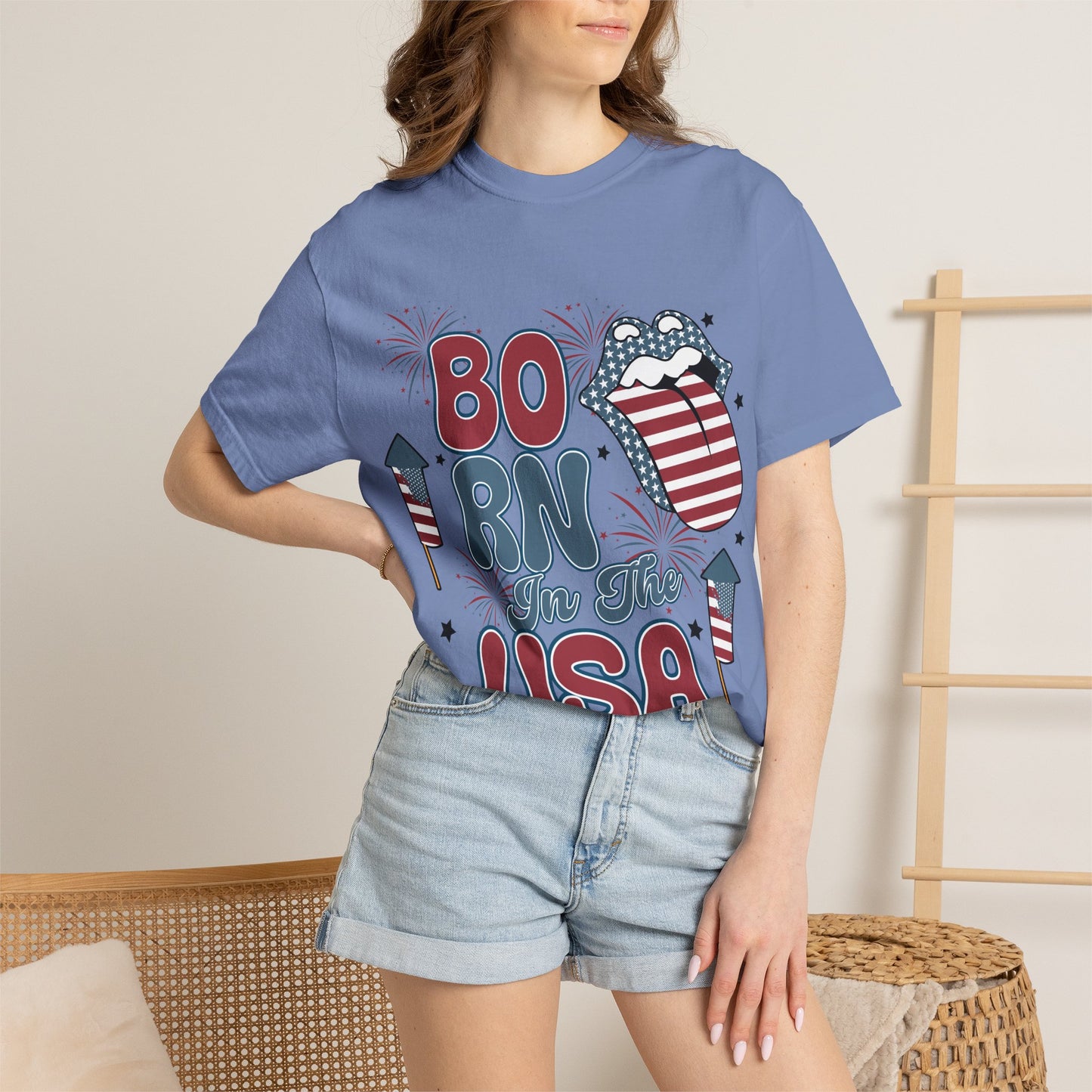 Born in the USA Patriotic T-Shirt — 4th of July American Flag Design
