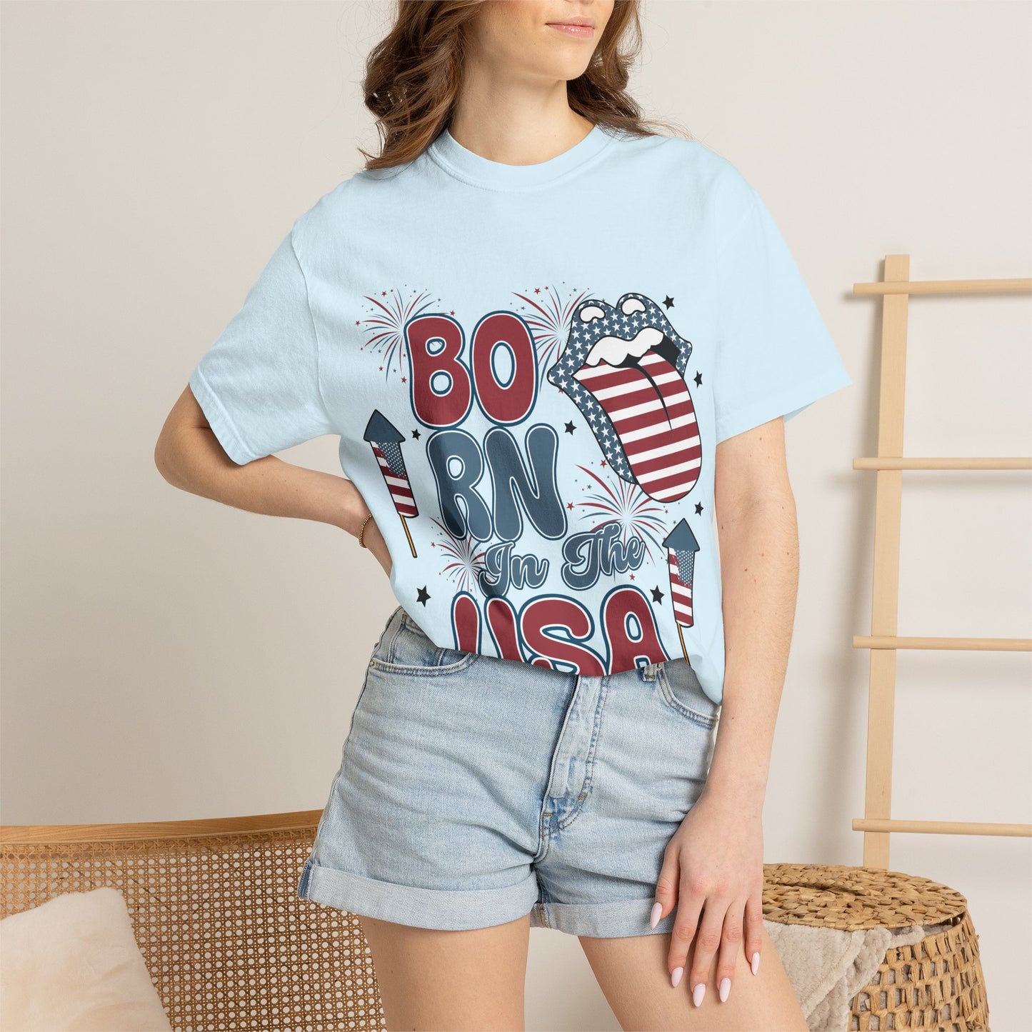 Born in the USA Patriotic T-Shirt — 4th of July American Flag Design