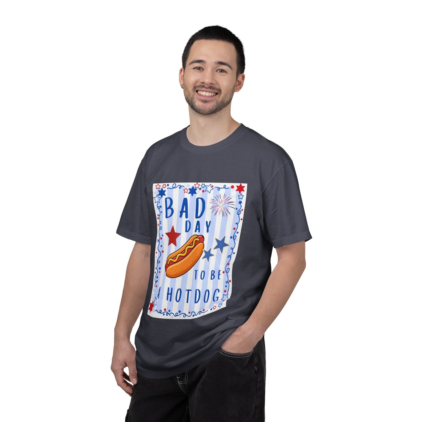 Hot Dog Graphic T-Shirt — “Bad Day to Be a Hotdog” Patriotic BBQ Tee