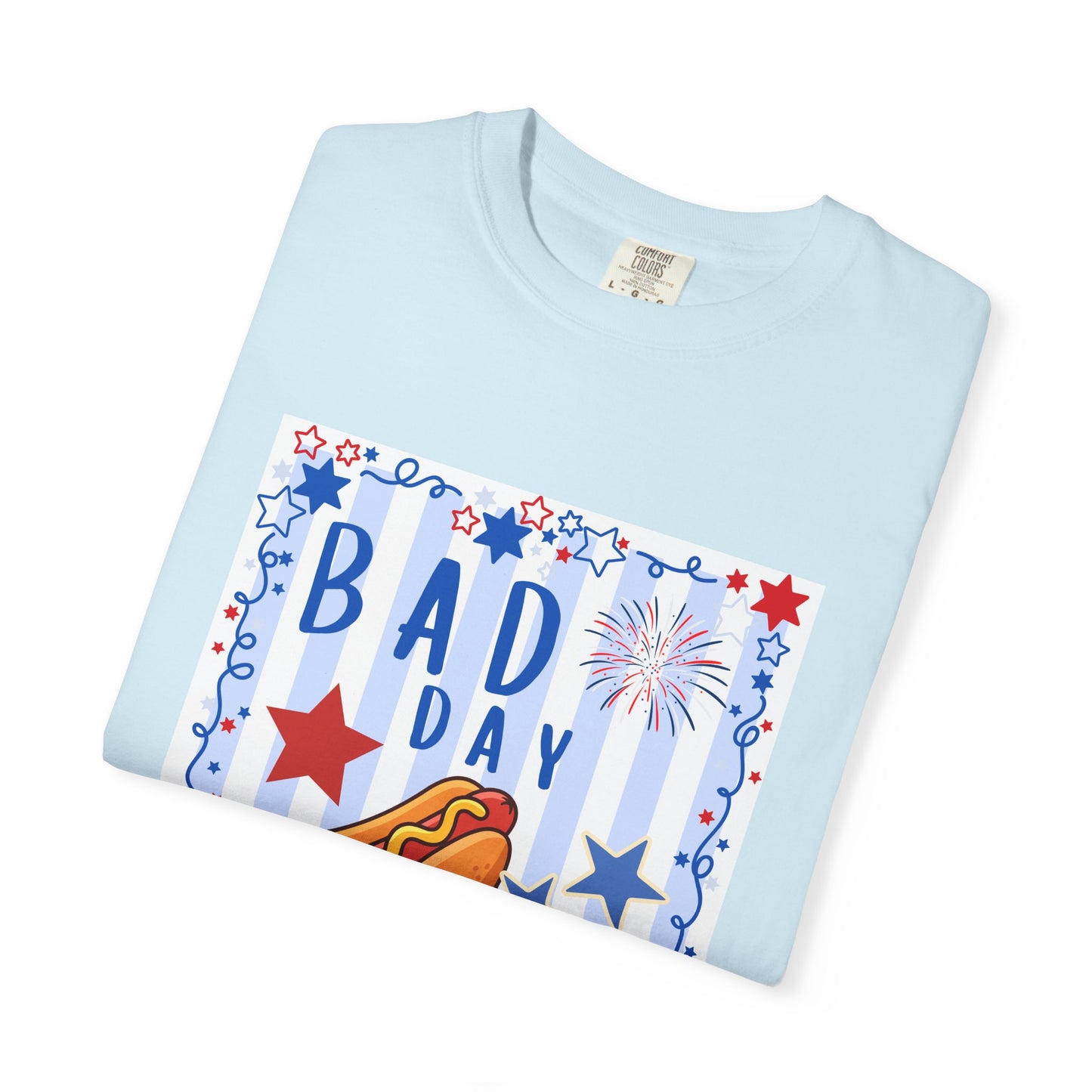 Hot Dog Graphic T-Shirt — “Bad Day to Be a Hotdog” Patriotic BBQ Tee