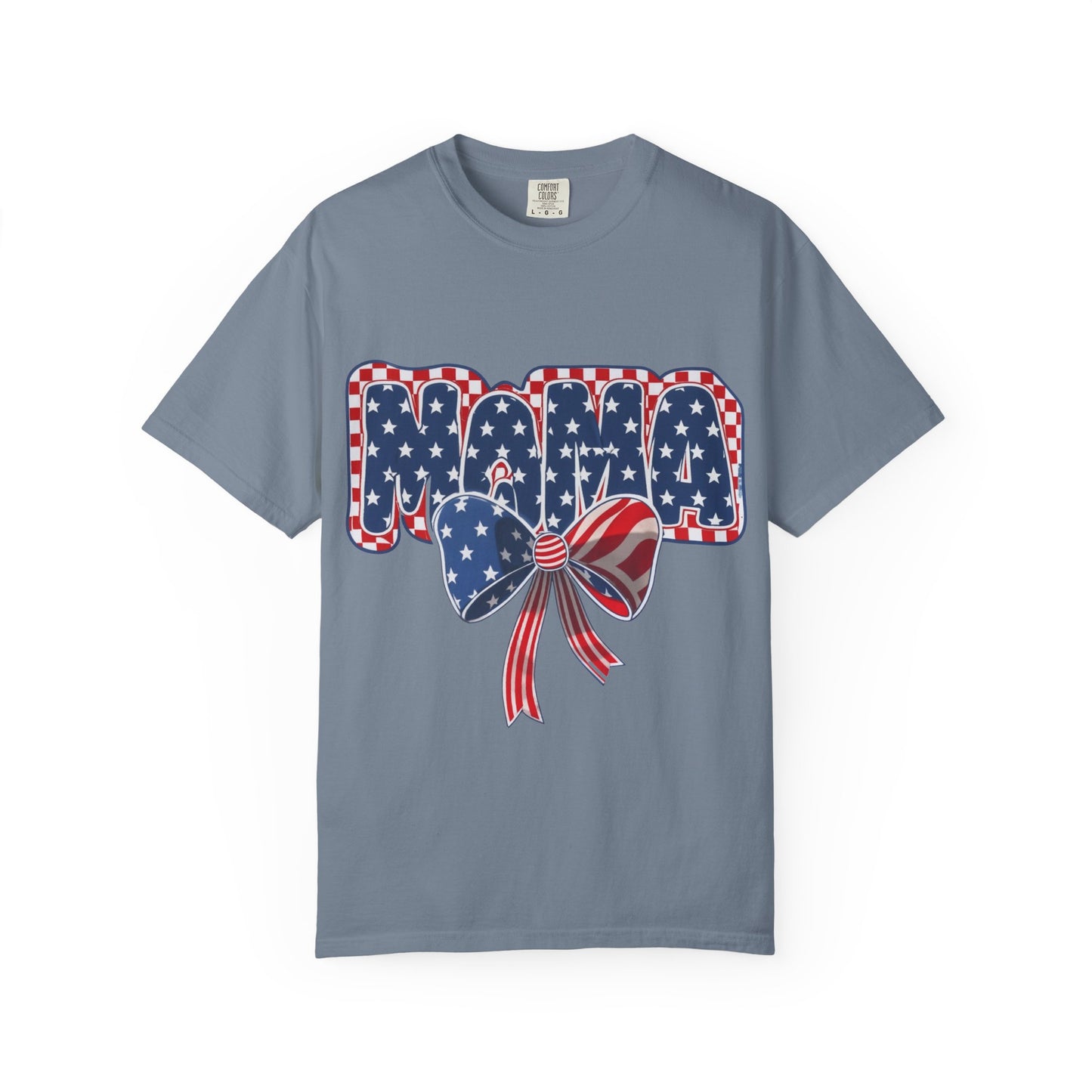 Patriotic MAMA T-Shirt — Stars & Stripes Bow 4th of July Tee