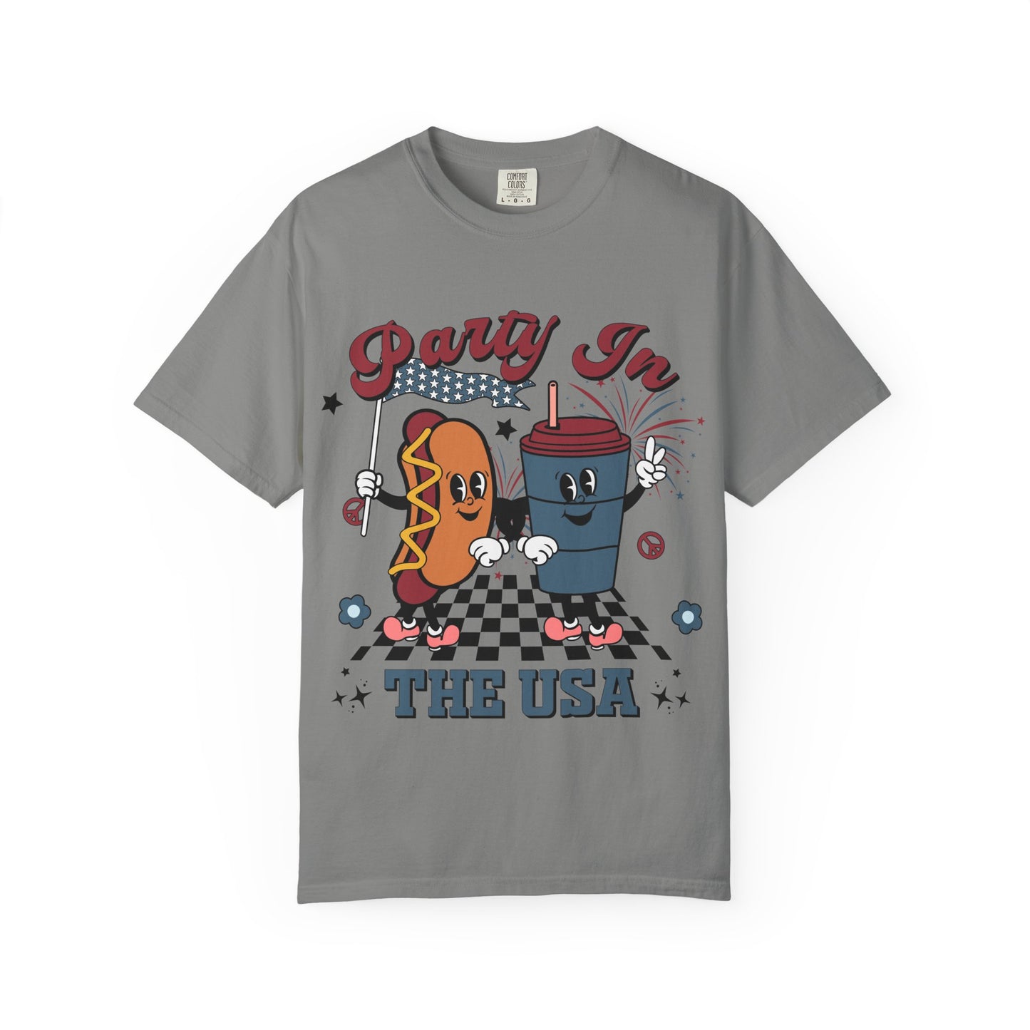 T-Shirt — "Party In The USA" Hot Dog & Soda Retro Graphic Tee