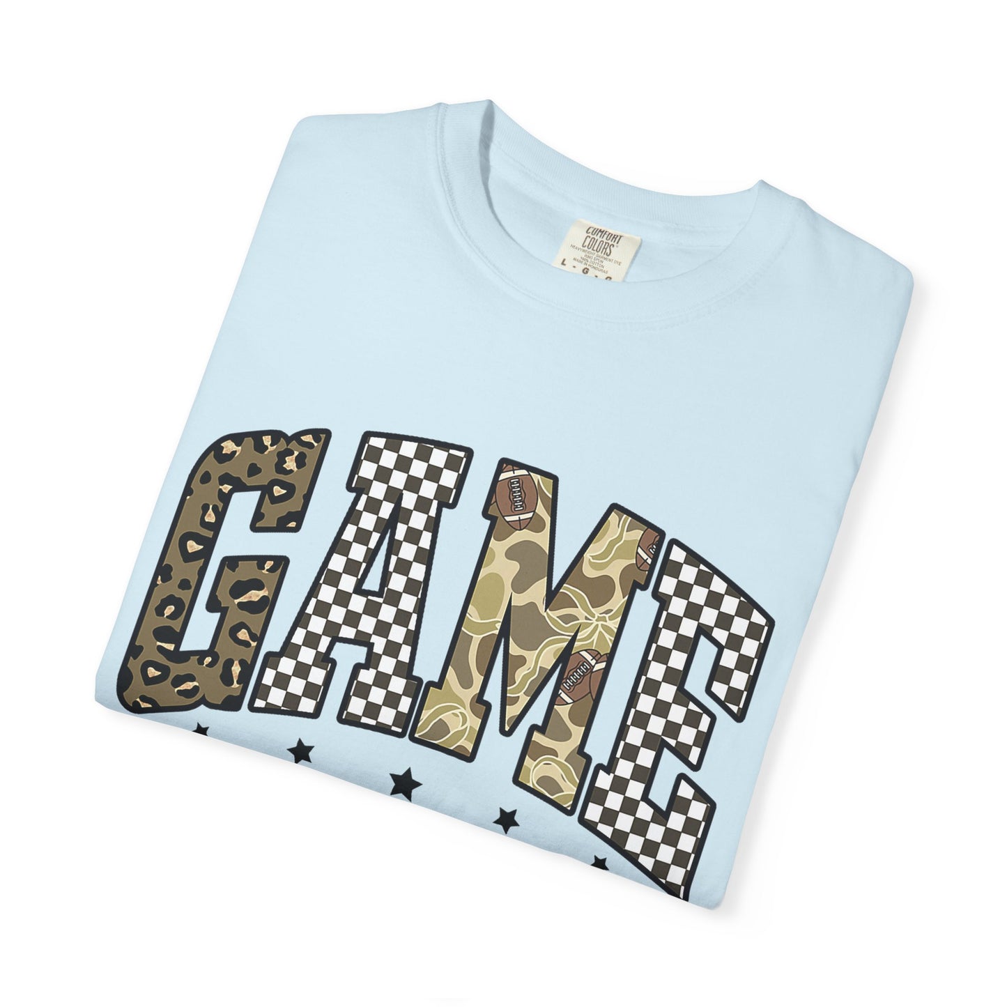 Game Day T-Shirt — Camo & Checkerboard Graphic