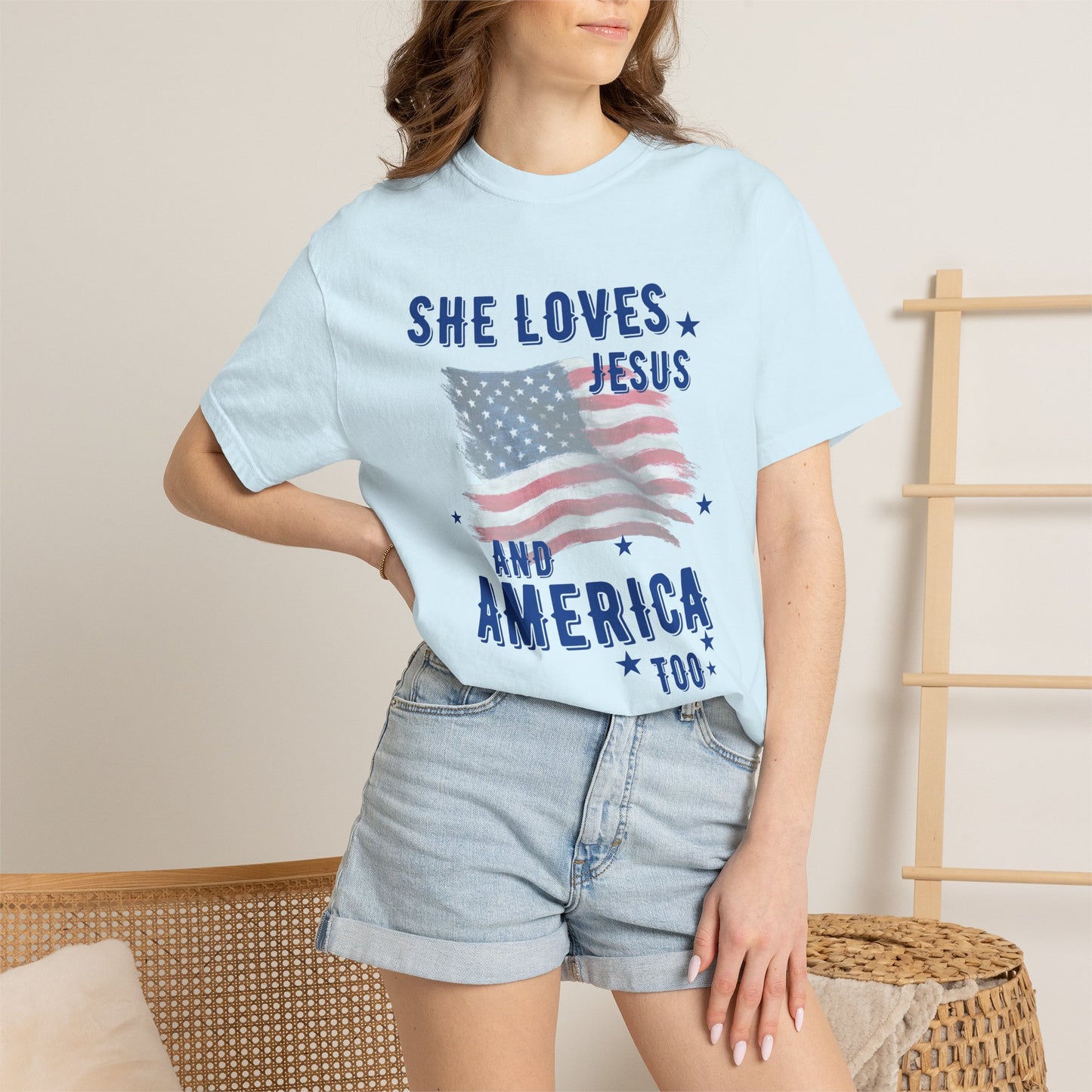 She Loves Jesus and America Too- July 4th Tee