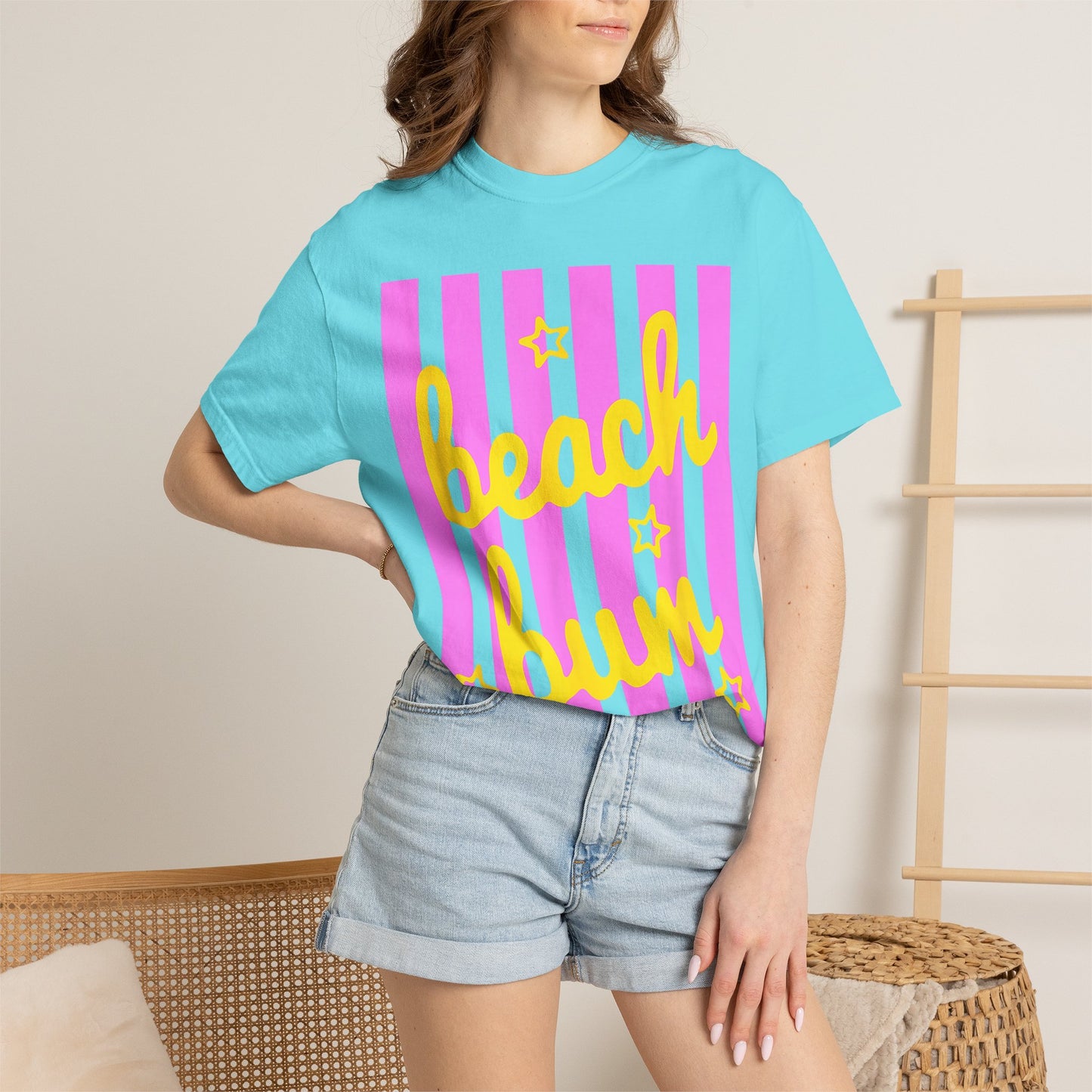 Beach Bum T-Shirt — Retro Pink Stripe Summer Tee