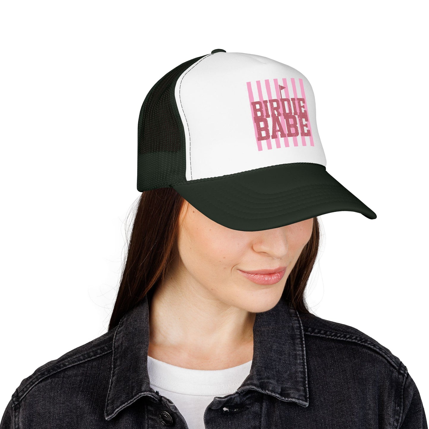Trucker Hat — 'Birdie Babe' Pink Golf Graphic Foam Trucker Hat