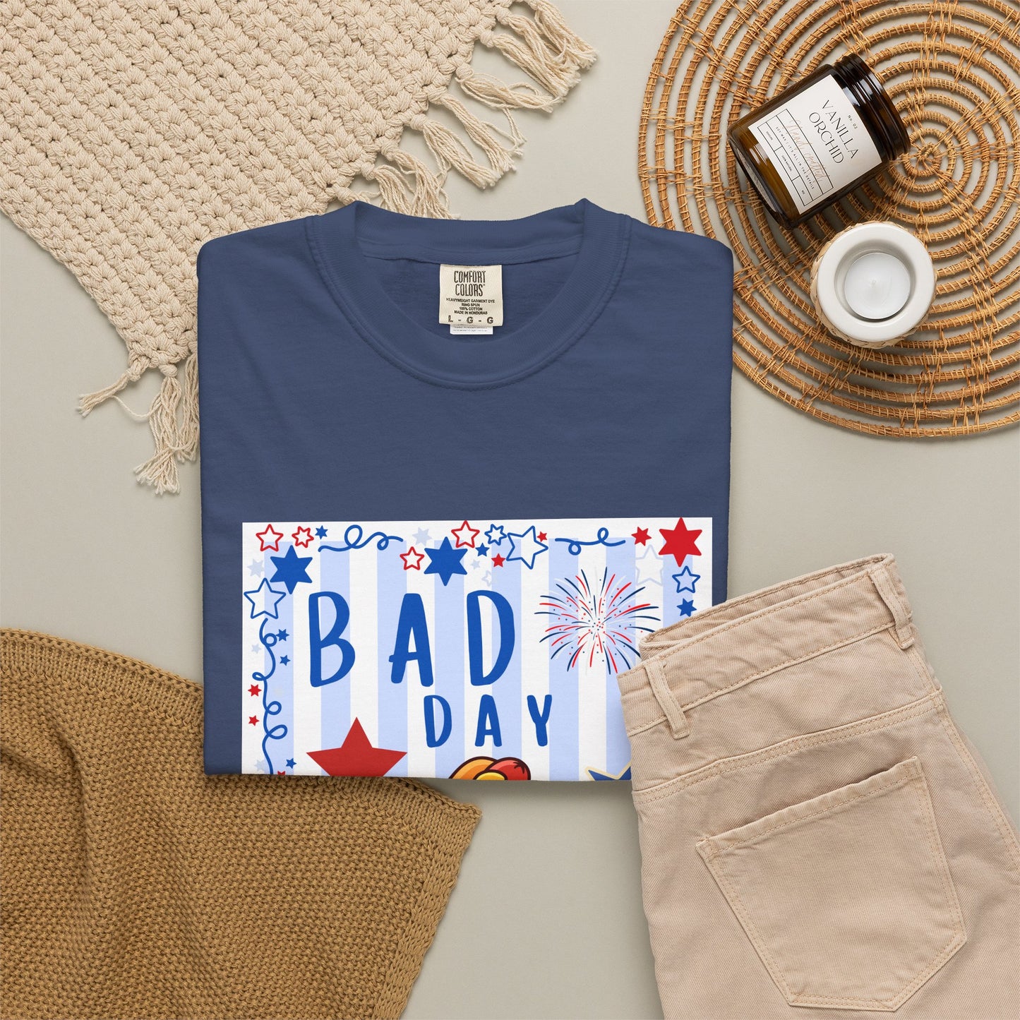 Hot Dog Graphic T-Shirt — “Bad Day to Be a Hotdog” Patriotic BBQ Tee