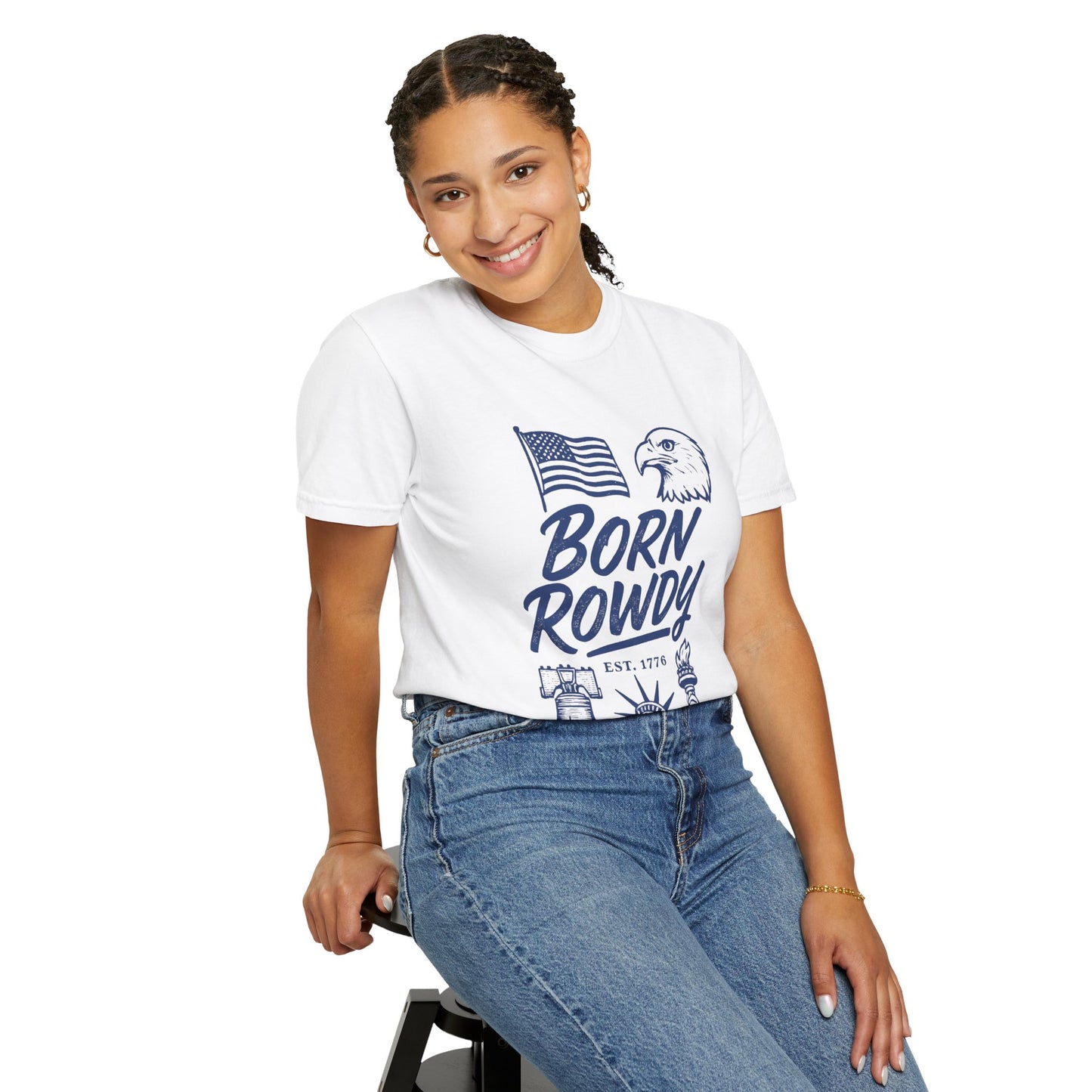 Born Rowdy Patriotic T-Shirt — American Flag & Eagle Liberty Design