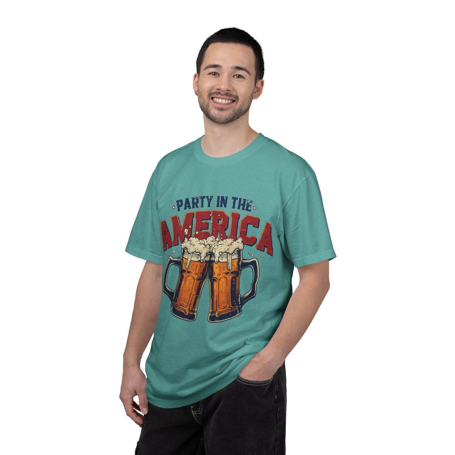 Party in the America T-Shirt — Patriotic Beer Graphic Tee for 4th of July
